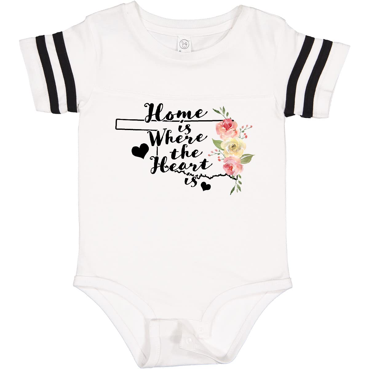 Oklahoma Home is Where The Heart is Watercolor Baby Bodysuit - Soft Cotton Infant Onesie for Newborns & Toddlers - Perfect for Family Photos, Holidays & Everyday Wear