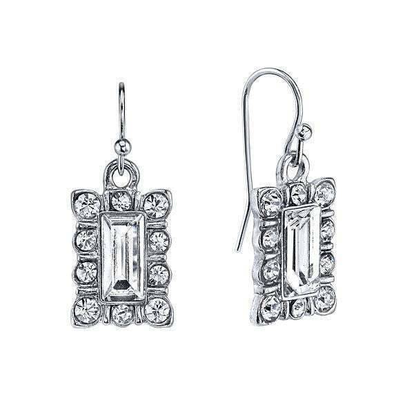 1928 Crystal Rectangle Drop Earrings for Women - Elegant Dangle Earrings for Party, Wedding & Evening Wear - Hypoallergenic & Lightweight Fashion Jewelry