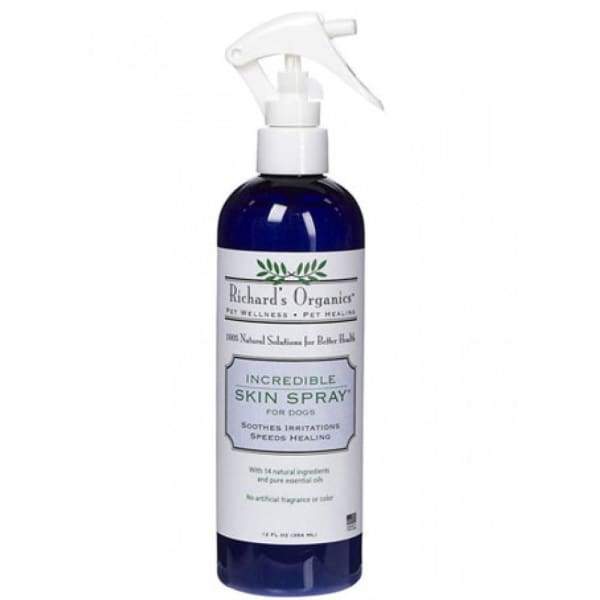 Richard's Organics Incredible Skin Spray for Dogs & Cats - 12oz Natural Itch Relief & Hot Spot Treatment | Soothes Dry Skin & Allergies | Vet-Recommended Pet Care Solution