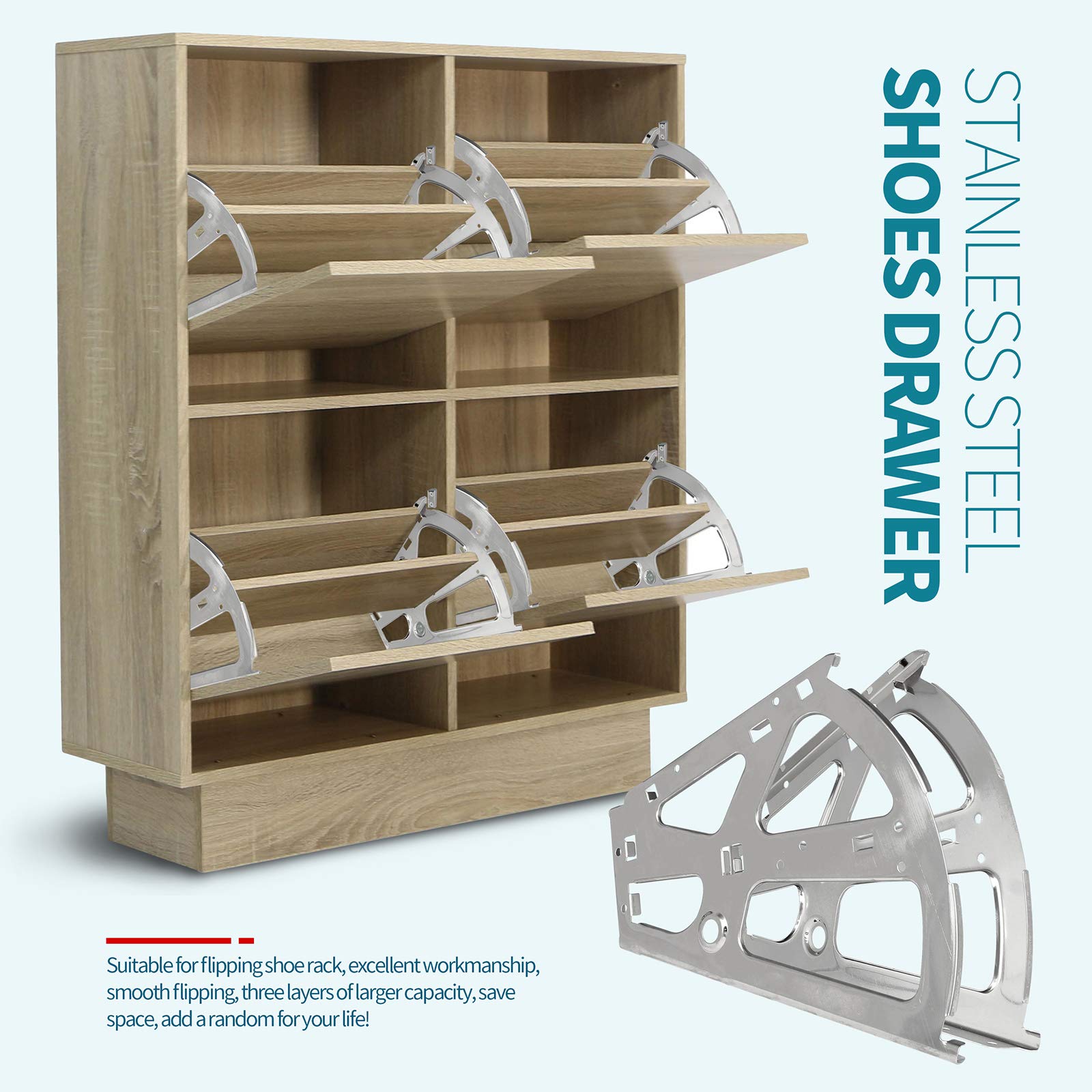 2 Layers Shoe Drawer Cabinet Hinges - Stainless Steel Replacement Fittings for Shoe Organizer, Kitchen & Living Room Storage (1 Pair) - Perfect for Closet Organization & Home Furniture Repair