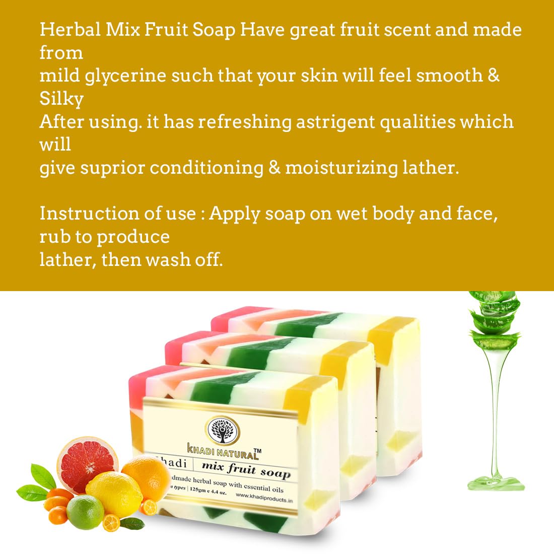 Khadi Natural Mix Fruit Soap 125g - Handmade with Fresh Fruits for Skin Nourishment | Paraben & SLS-Free | Pack of 2 | Perfect for Dry Skin Care & Daily Gentle Cleansing