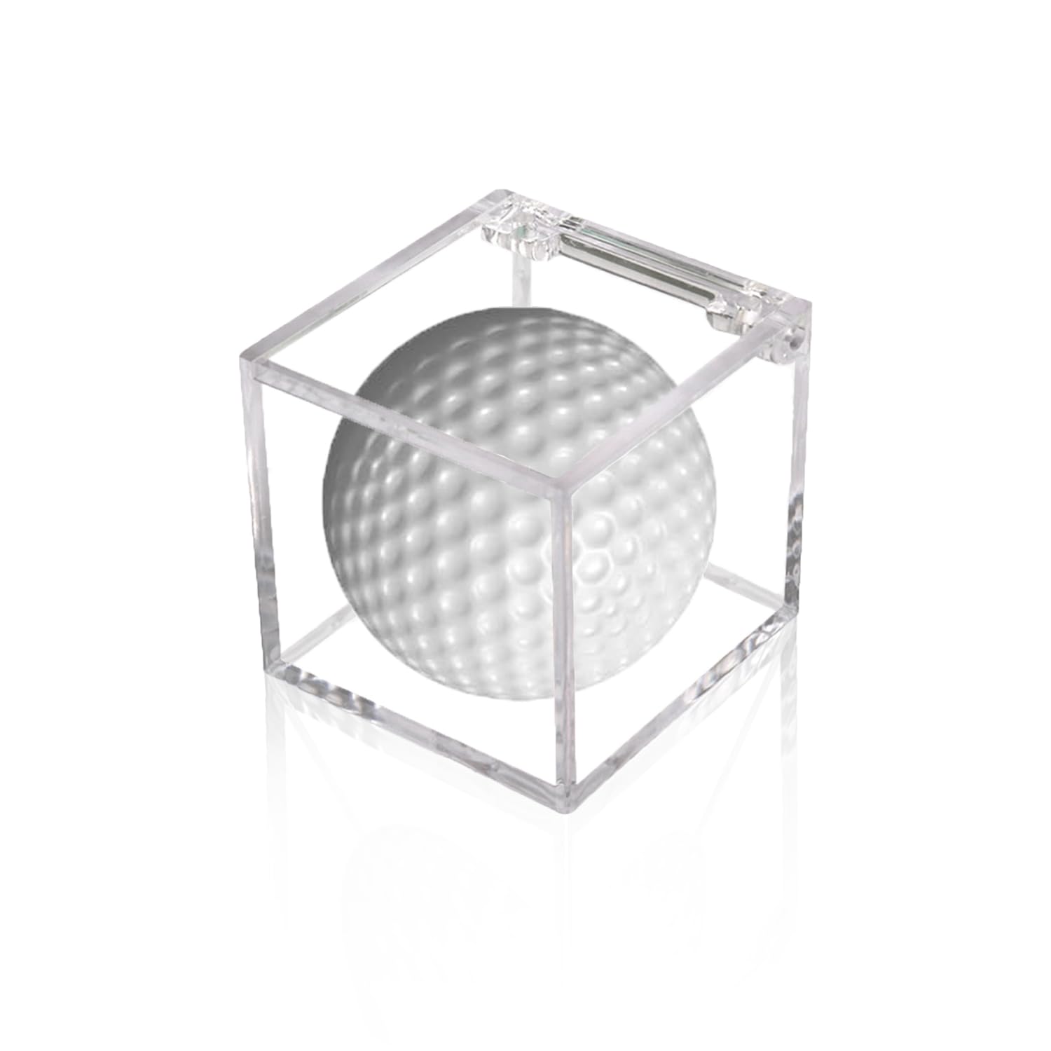 1 PC UV Protected Acrylic Golf Ball Display Case - 2.36 x 2.36 x 2.36 Inch Clear Golf Ball Holder Cube - Perfect for Showcasing Collectible & Autographed Golf Balls at Home or Office