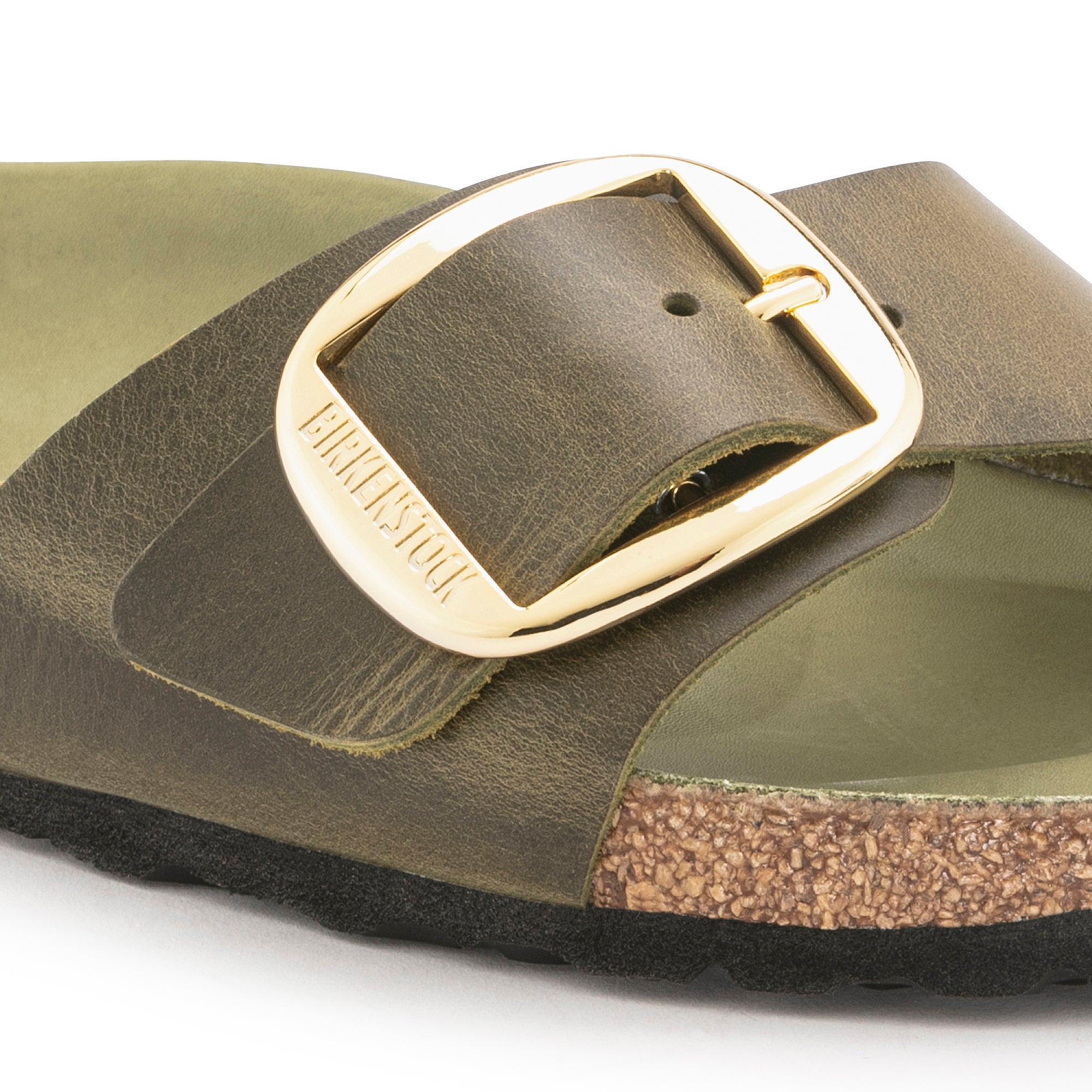 Birkenstock Women's Madrid Big Buckle Sandals - Oiled Leather in Olive Green | Comfortable & Stylish for Summer, Travel & Casual Wear