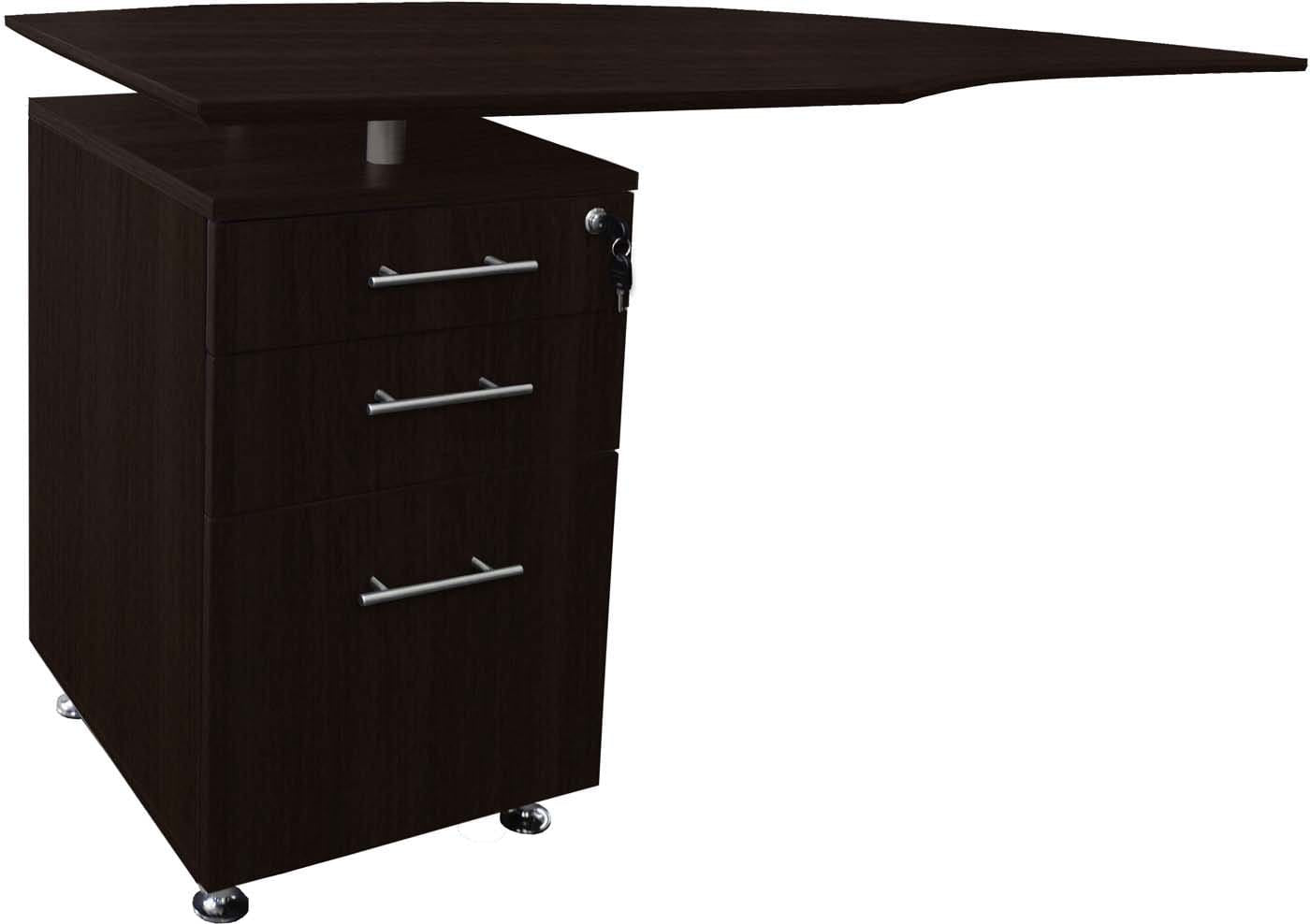 Safco Mayline Medina Curved Desk Return with PBF Pedestal - Left-Handed Office Workstation [MNRTPL] | Perfect for Home Office, Conference Rooms & Workspaces