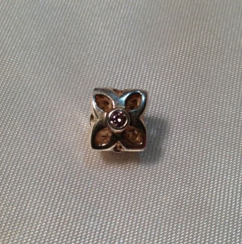 Pandora 925 Silver 4 Petal Flower Charm with Genuine CZ Stones - 790260CZ | Elegant Jewelry for Bracelets, Necklaces & Gift Giving