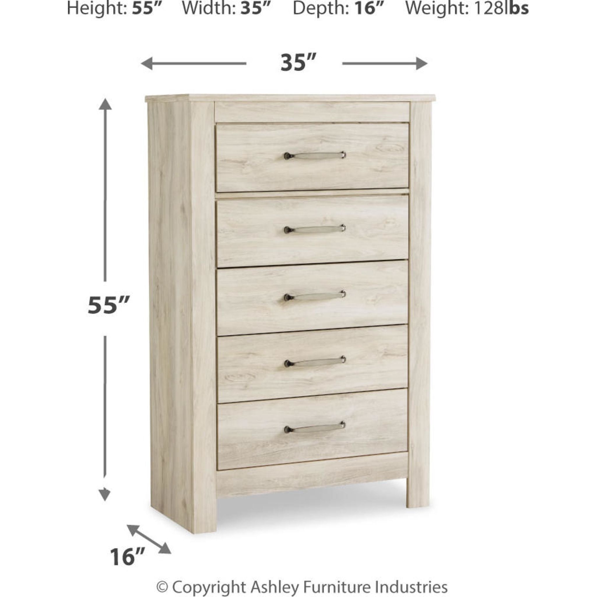 Bellaby Chest Whitewash - Rustic Farmhouse Storage Cabinet for Bedroom, Living Room & Entryway - Perfect for Organizing Clothes, Blankets & Home Decor