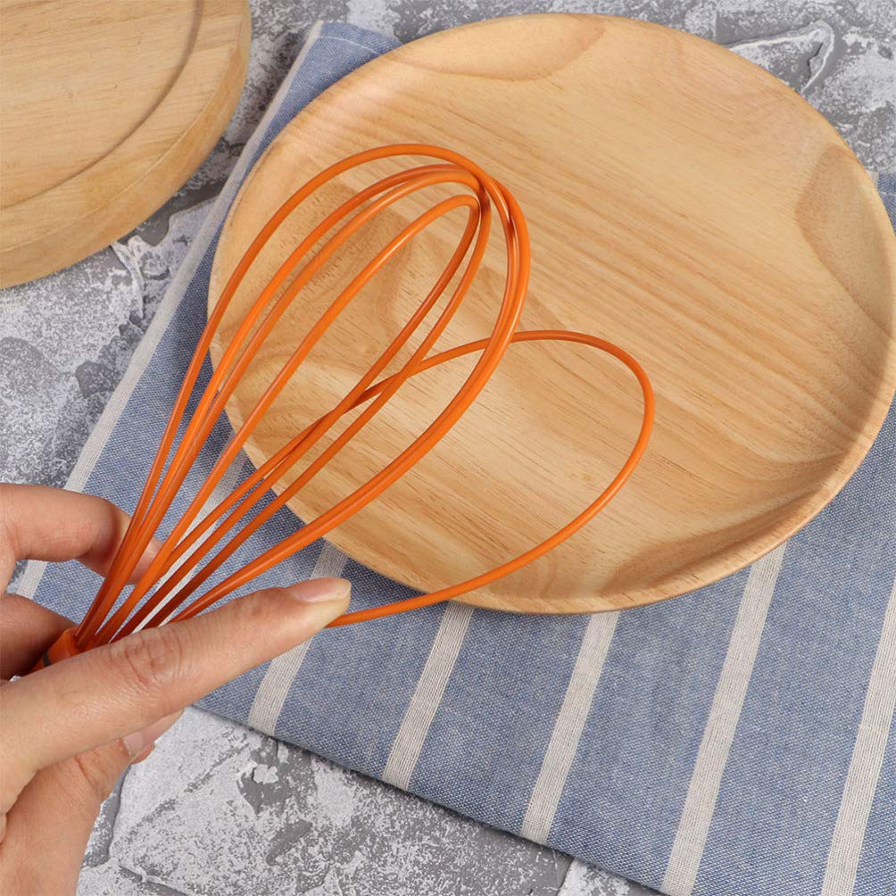 2-Piece Silicone Hand Mixer Set - Egg Whisk, Cream Frother & Butter Mixer for Baking, Cooking & Kitchen Use - Orange Manual Whisking Tool for Home & Professional Chefs