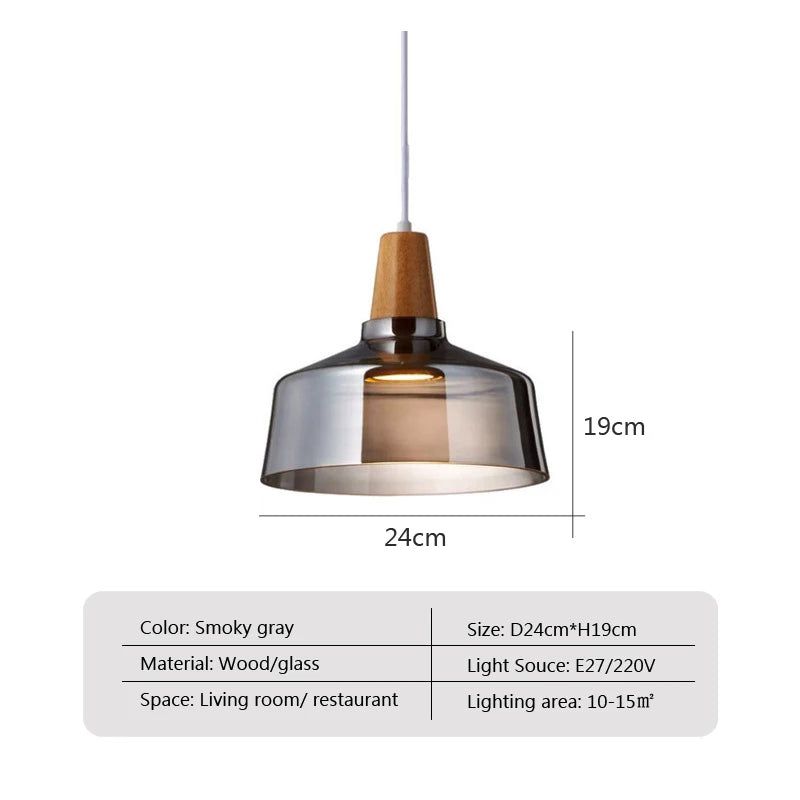Elegant Smoked Glass LED Pendant Light - Modern Hanging Lamp for Dining Room, Kitchen Island & Living Room Decor