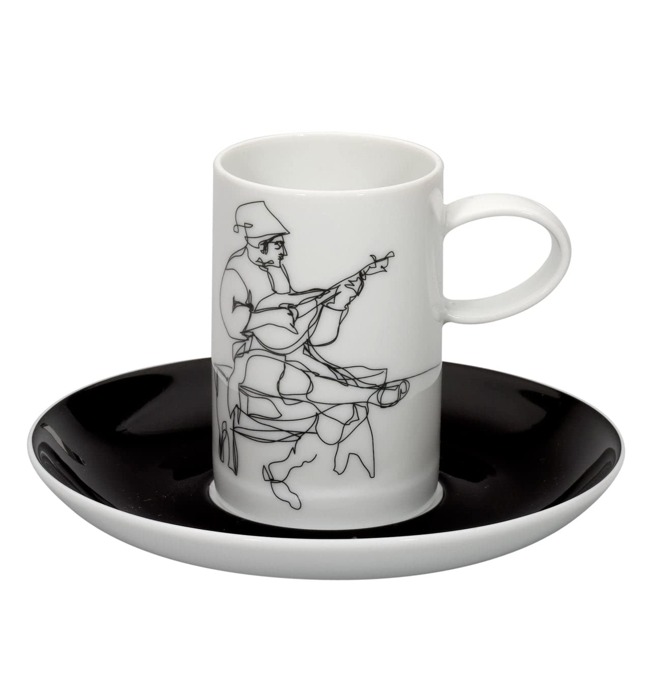 Vista Alegre Fado Porcelain Coffee Cup Set - 4 Elegant Cups & Saucers for Espresso, Tea, or Cappuccino - Perfect for Home, Cafe, or Gift Giving