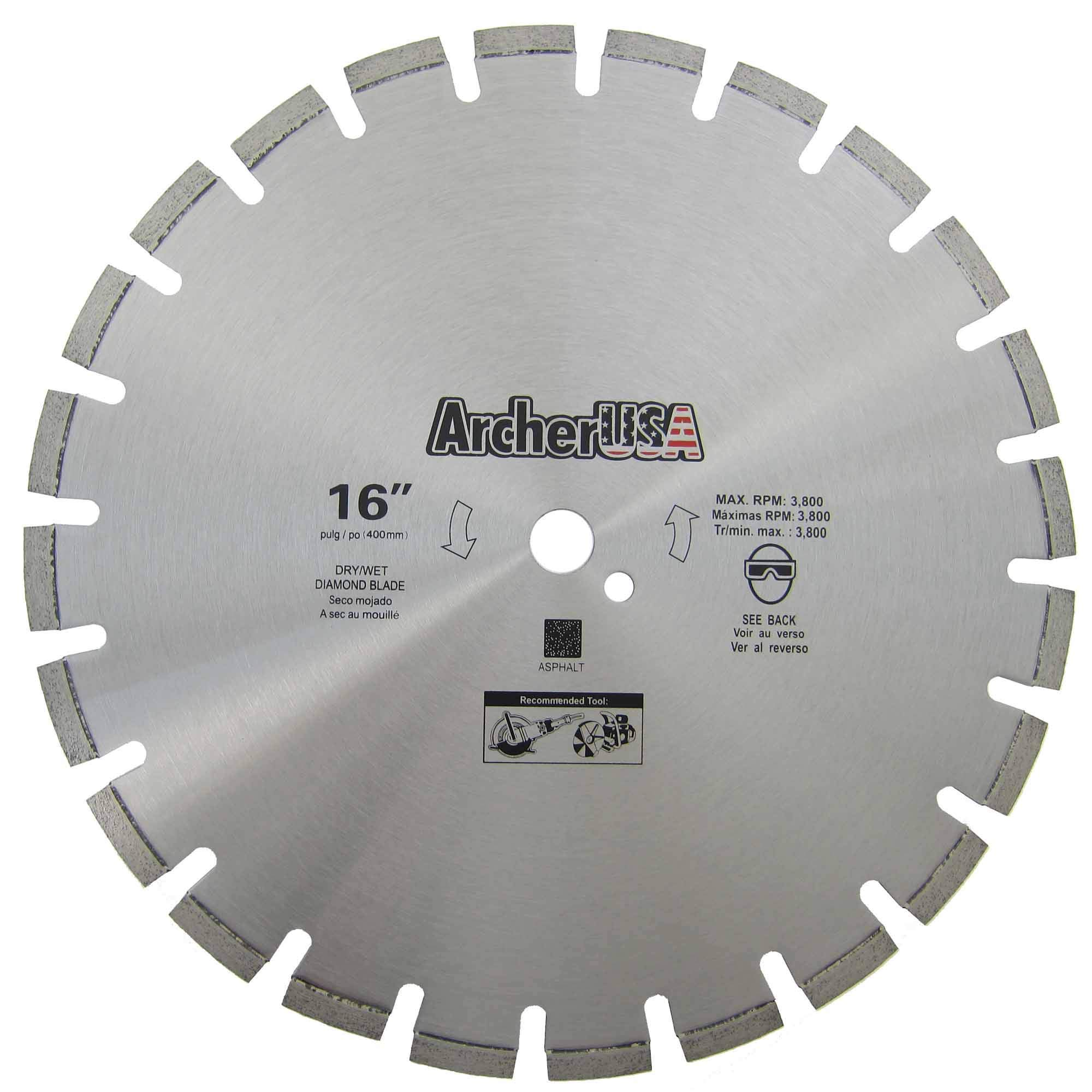 Archer Pro 16-Inch Diamond Saw Blade - Premium Asphalt & Green Concrete Cutting Disc - Ideal for Construction, Road Work & DIY Projects