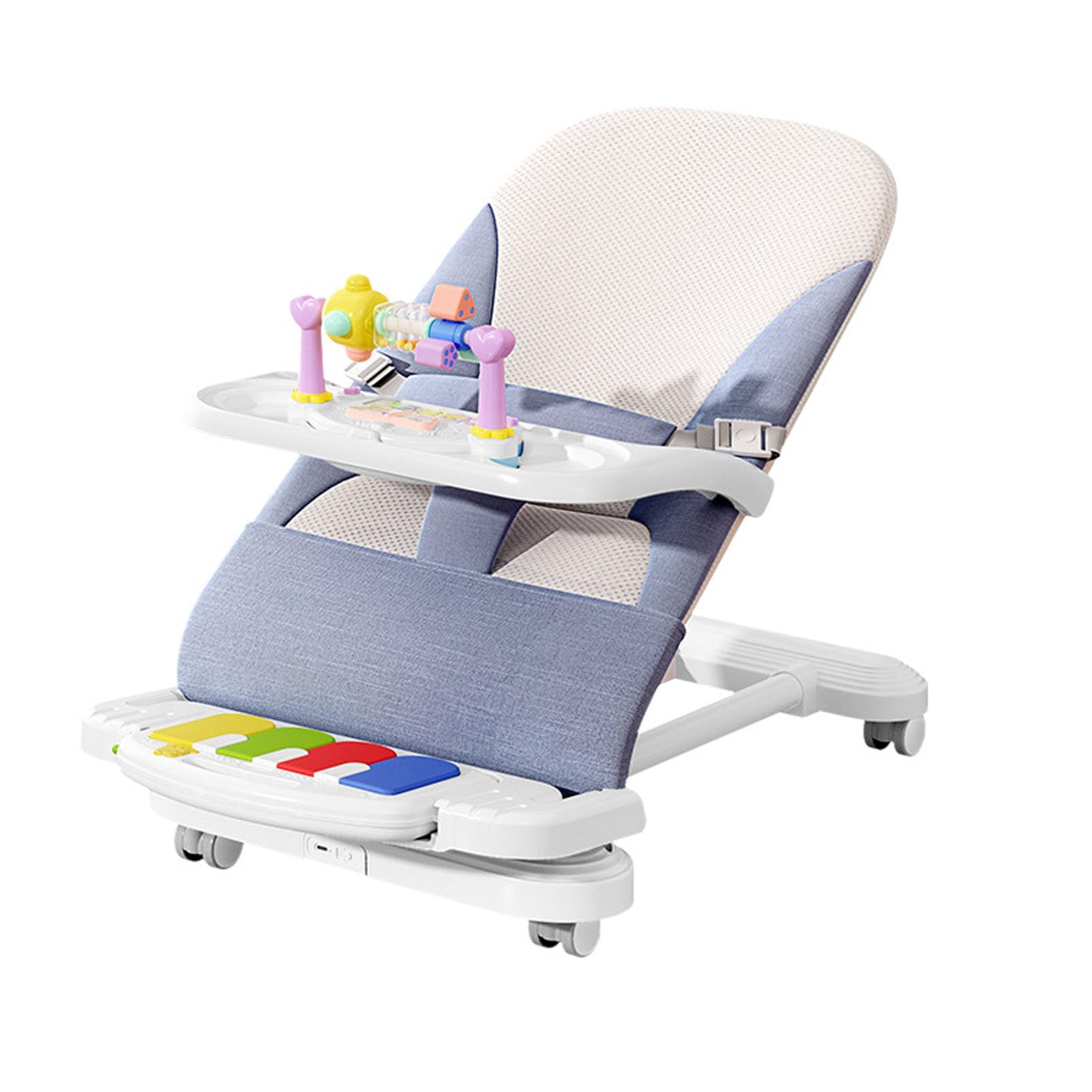 Baby Rocking Chair with Removable Food Tray, Universal Wheels & Musical Foot Piano - Perfect for Nursery, Playtime & Feeding - Safe & Comfortable Infant Rocker for Newborns & Toddlers