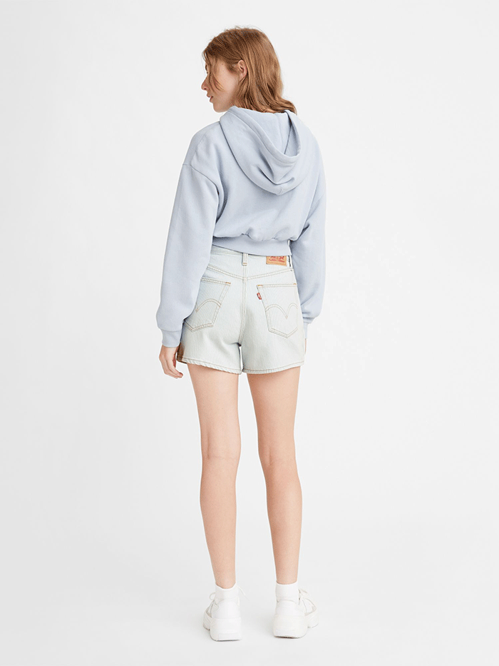 Levi's Women's High Waisted Mom Shorts - A19650003 Striped Denim Shorts for Casual Wear & Summer Outfits