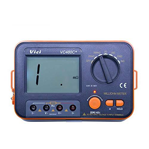 VC480C+ Digital Milli-Ohm Meter - 4-Wire Micro Ohm Resistance Tester with High Accuracy for Electronics, Automotive & Industrial Testing | Perfect for Circuit Boards, Battery Contacts & Electrical Components