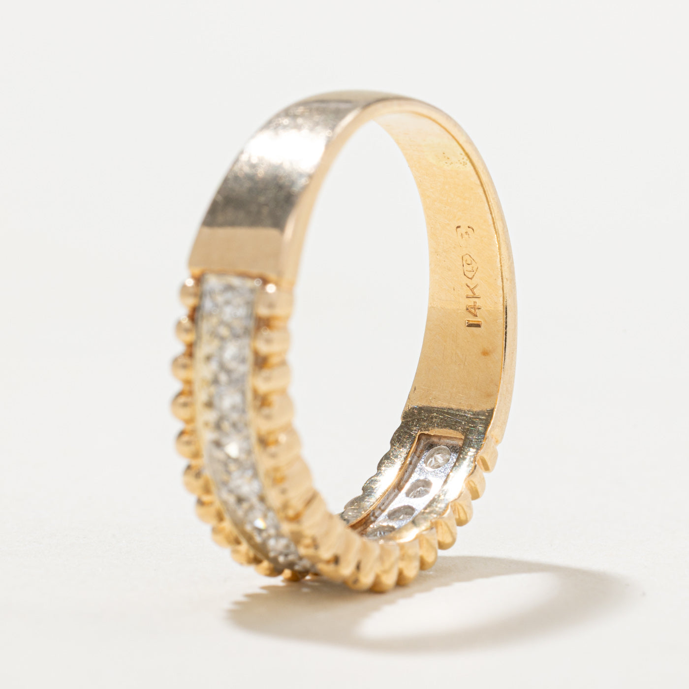0.21ctw Semi Eternity Diamond Beaded Edge Ring - Size 9 | Elegant Wedding Band, Anniversary Gift & Everyday Luxury Jewelry for Women
