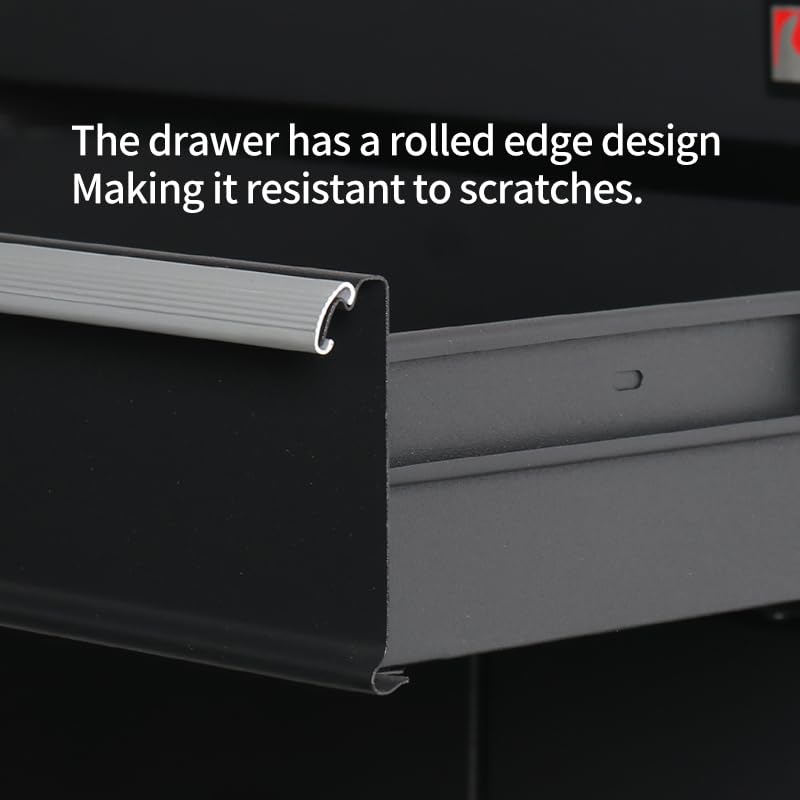 Heavy Duty 1-Drawer Steel Rolling Tool Chest with Lockable Doors - TZ8 Black Tool Box for Garage, Workshop & DIY Projects