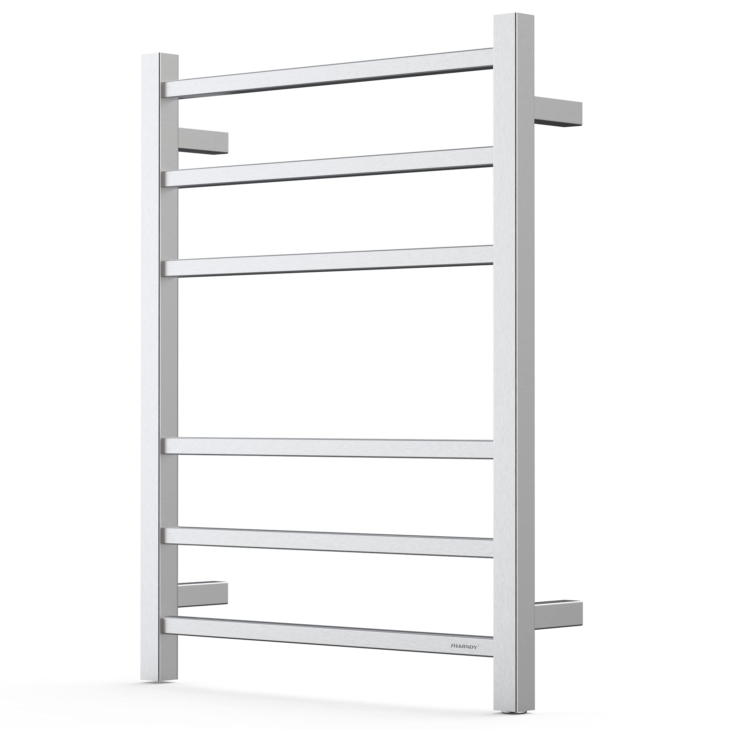 Premium Brushed Nickel Electric Towel Warmer - Wall Mounted Bathroom Heated Towel Rack, 6-Bar Stainless Steel Design (68W, 26.77x20.47x4.13 in) - Perfect for Spa-Like Bathroom Luxury & Quick Drying of Towels, Robes & Delicates