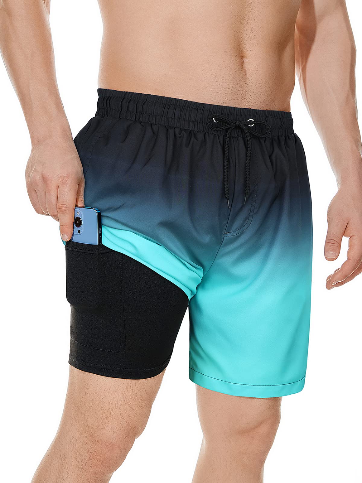 Men's Quick Dry Swim Trunks with Compression Liner - Beach & Pool Shorts