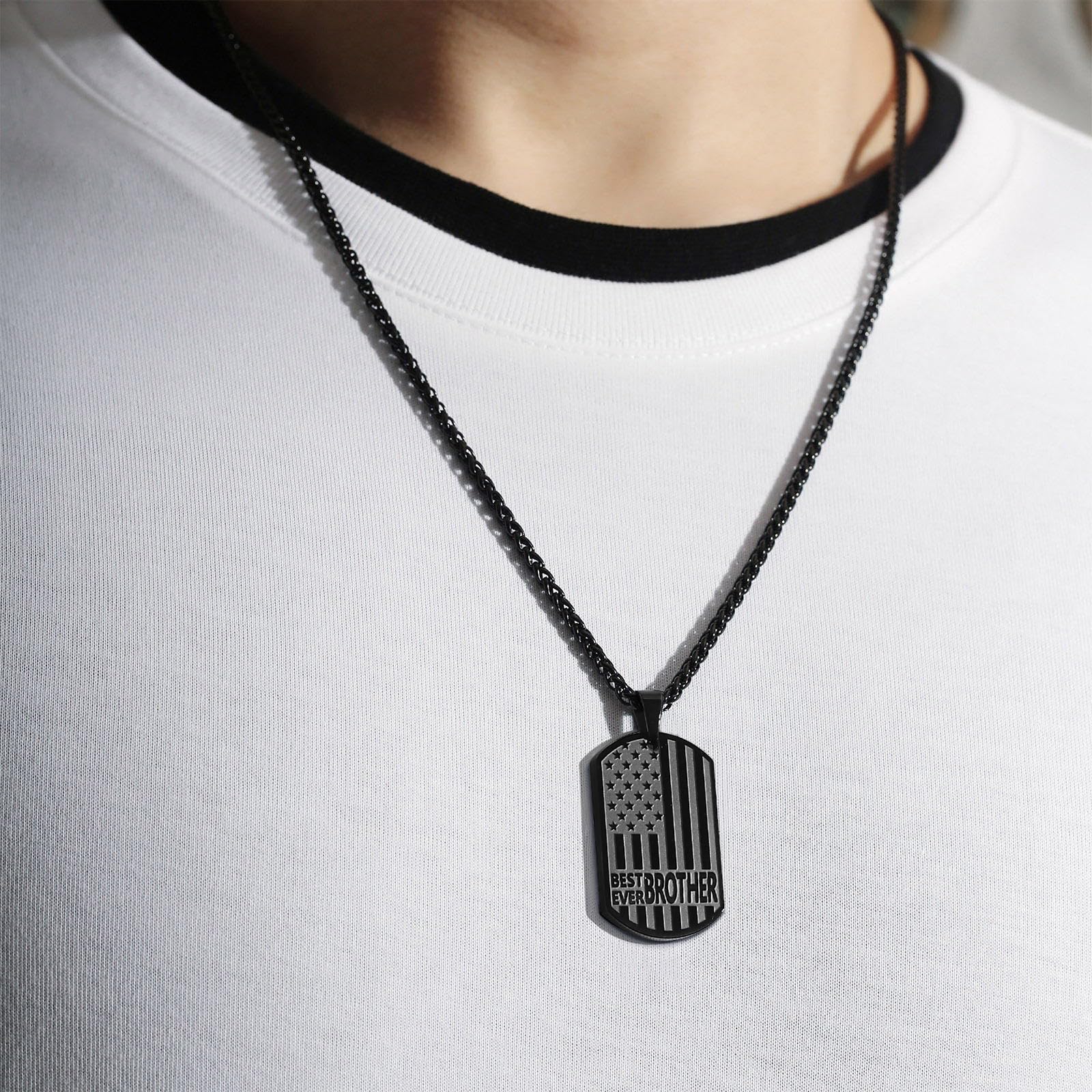 Stainless Steel Flag Dog Tag Necklace - Best Gift for Dad, Son, Brother, Grandpa, Boyfriend & Husband - Birthday, Valentine's Day, Christmas & Father's Day Present - Perfect for Everyday Wear & Special Occasions