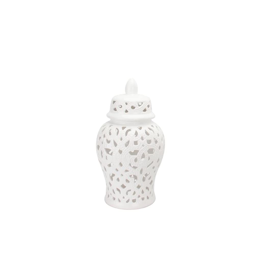 ARTLINE Decorative Ceramic Temple Jar with Lid - Handcrafted Gold Carved Lattice Vase for Home Decor, Wedding Gift & Feng Shui Display (Small Size)