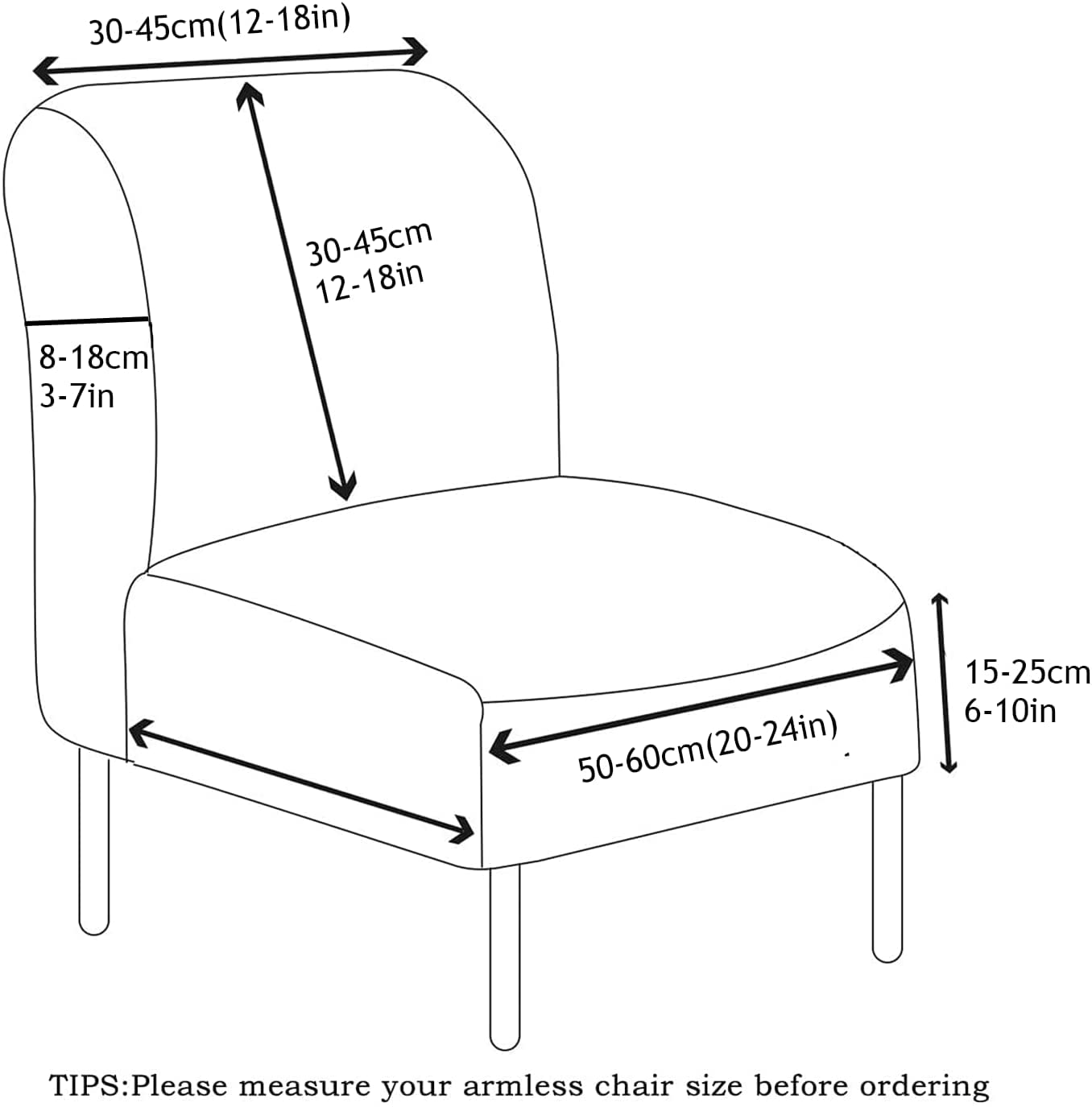 Velvet Slipper Chair Cover - Stretch Spandex Armless Accent Chair Slipcover - Washable Furniture Protector for Home & Hotel - Perfect for Living Room, Bedroom, and Office Decor