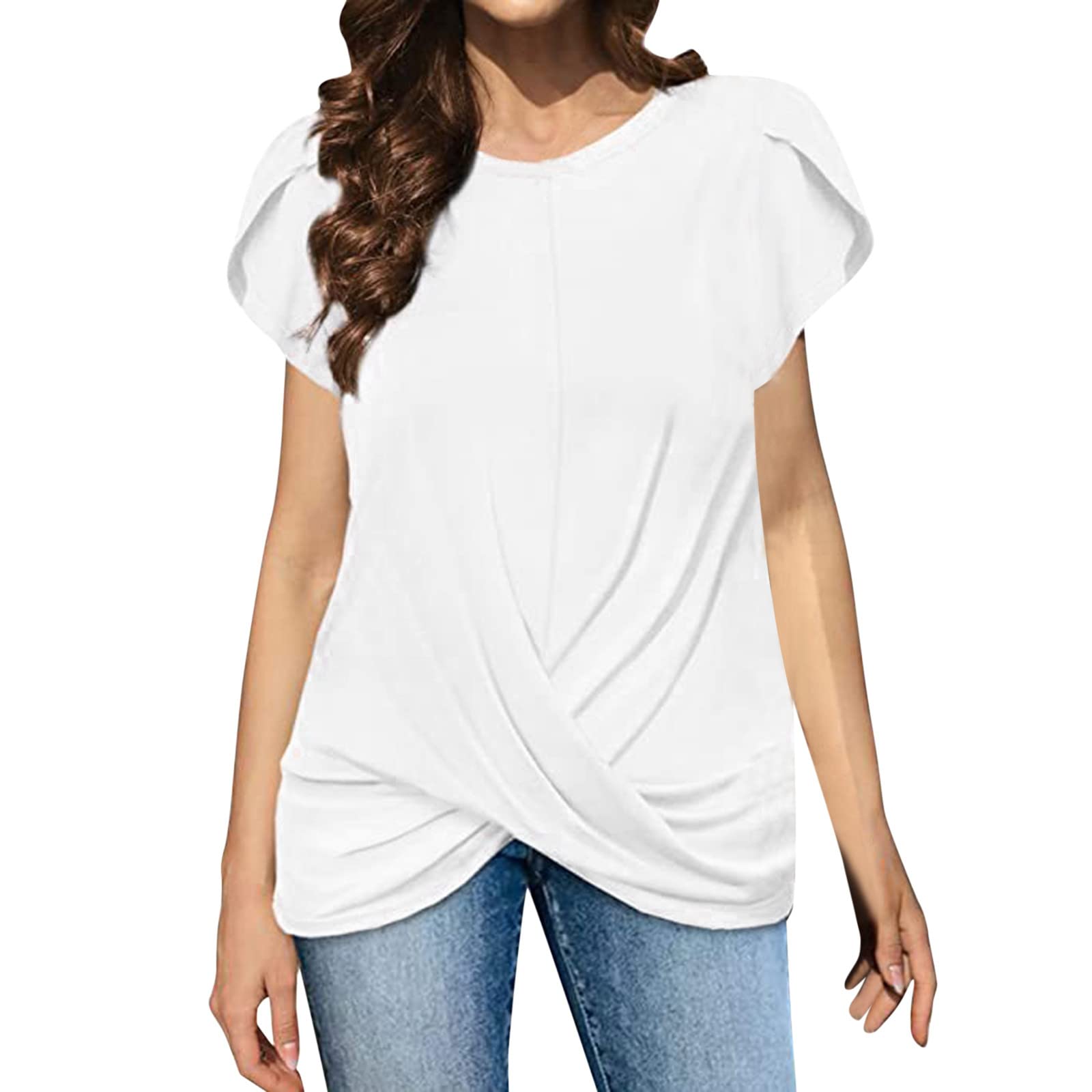 Women's Summer Short Sleeve Round Neck Solid Color T-Shirt - Soft Cotton Casual Tee for Teens & Adults - Perfect for Daily Wear, Outings & Summer Vacations