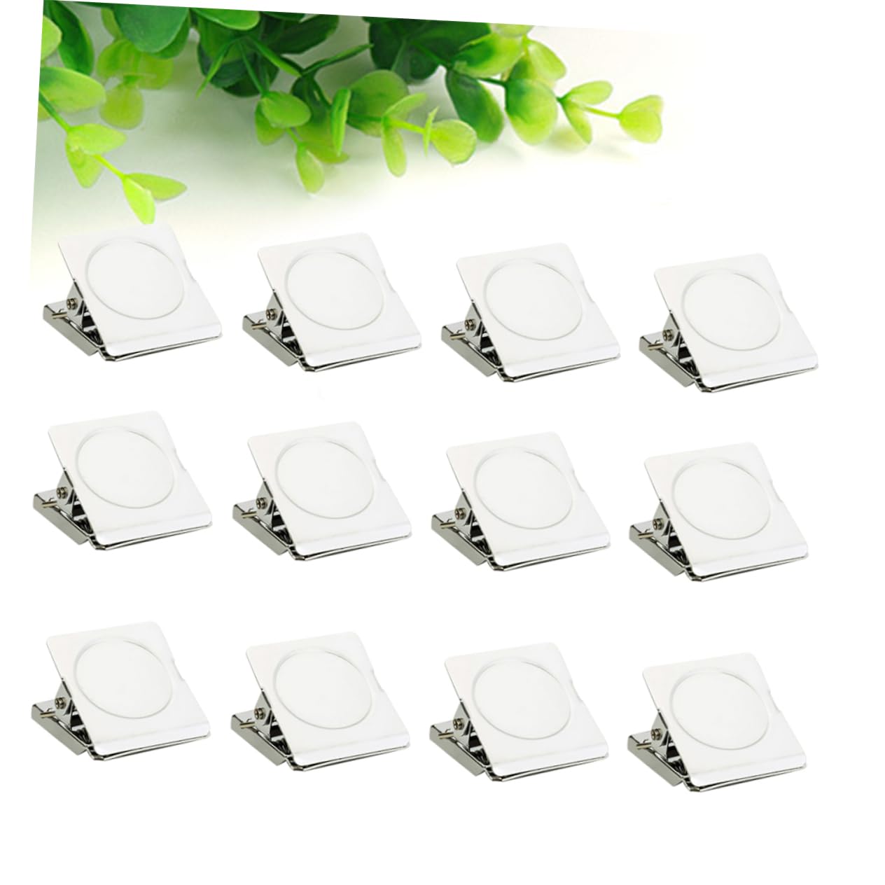 STOBOK 12pcs Stainless Steel Square Clips - Strong Metal Fridge Magnets for Office, Kitchen & Home Organization - Perfect for Photos, Notes & Recipes