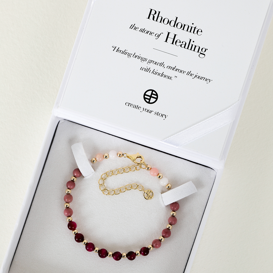 Rhodonite Ombre Healing Stone Bracelet for Women - Stress Relief & Emotional Balance - Perfect for Meditation, Yoga & Daily Wear