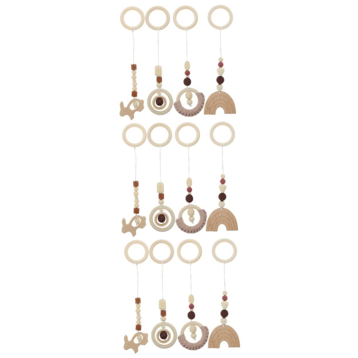 Wakauto 12-Piece Baby Gym Toy Set - Hanging Rattles, Teethers & Plush Toys for Infant Play Gym & Wooden Activity Center | Perfect for Tummy Time & Early Development