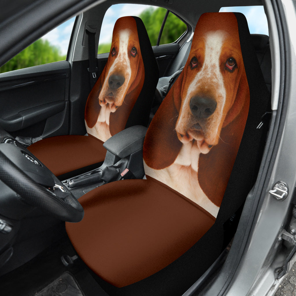 Basset Hound Dog Car Seat Cover - Waterproof Pet Seat Protector with Funny Dog Face Design - Perfect for Car Travel & Outdoor Adventures with Your Pet
