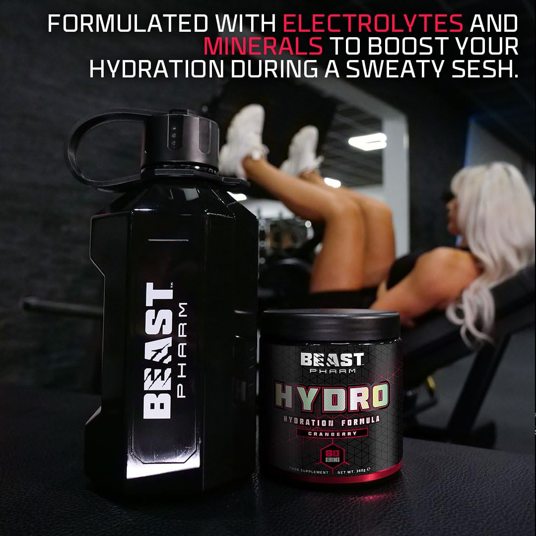 Beast Pharm Hydro 360g (Cranberry Flavor) - Premium Hydration Powder for Athletes & Fitness Enthusiasts - Post-Workout Recovery & Electrolyte Replenishment