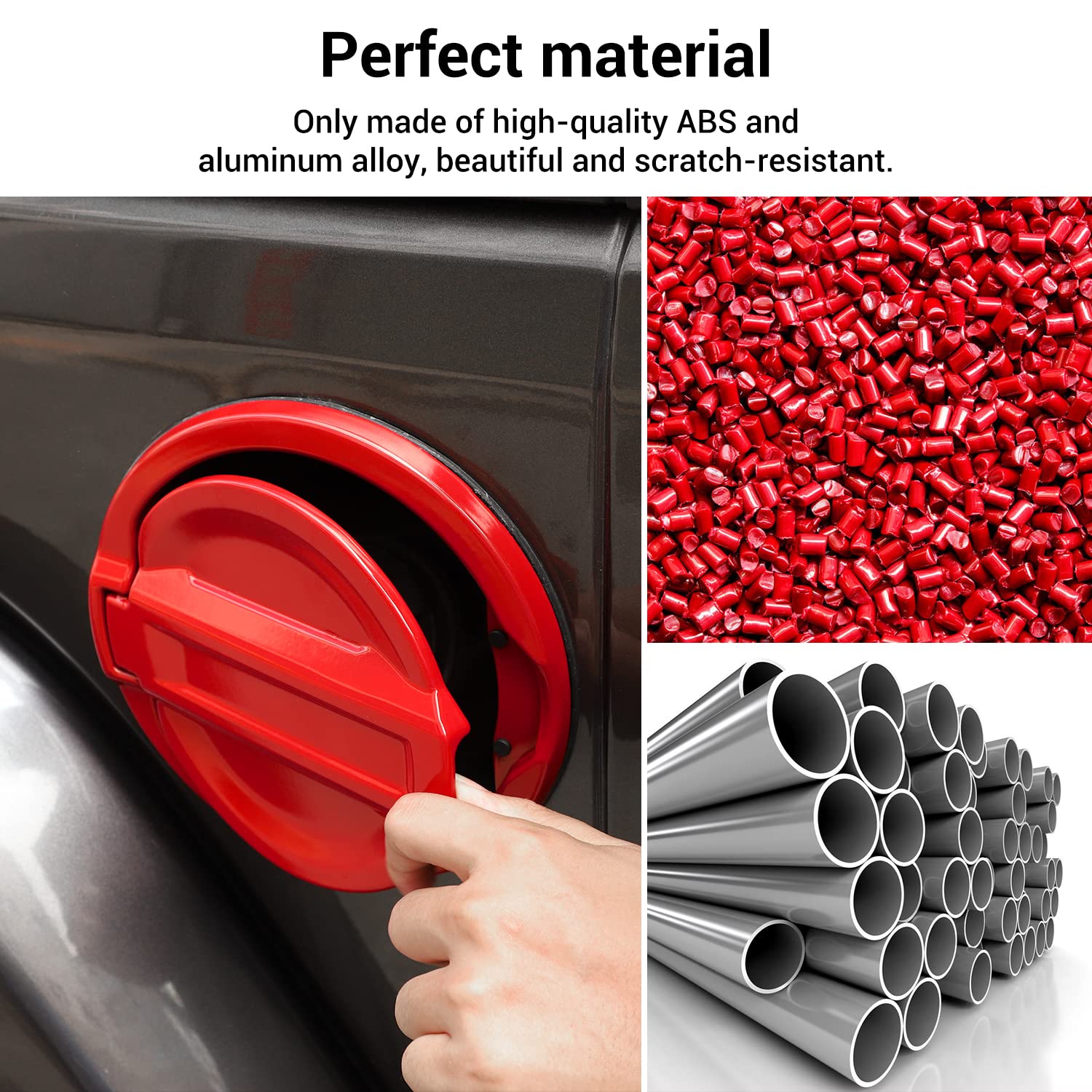 JWWY Aluminum Alloy Fuel Tank Cover Gas Cap for 2018-2025 Jeep Wrangler JL (2/4 Door) - Durable Exterior Accessory in Red | Perfect for Off-Roading & Car Customization