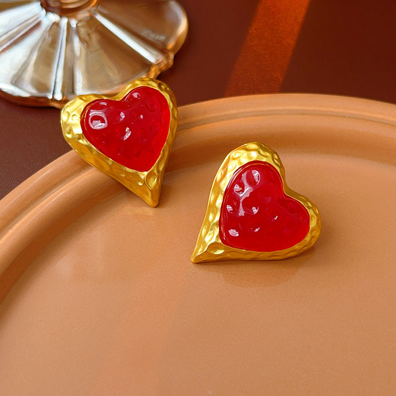 Vintage Red Heart Pendant Suede Choker Necklace for Women | HN2523 | Valentine's Day Gift, Romantic Date Jewelry, 90s Retro Accessory