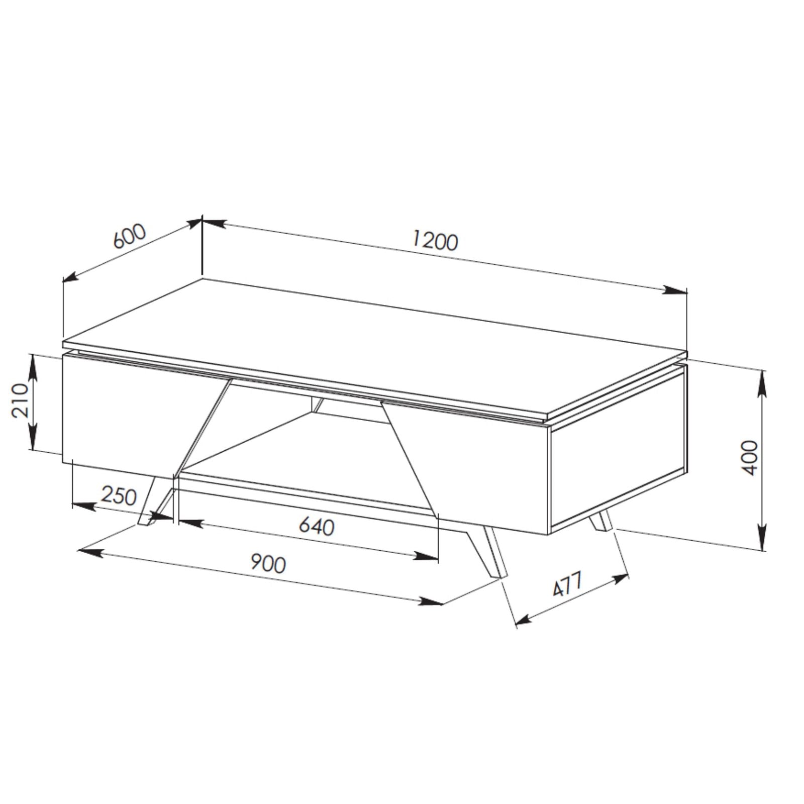 Modern NORDIC 1200 Grey Coffee Table by Criterion - Scandinavian Style Living Room Furniture for Home Decor & Entertaining