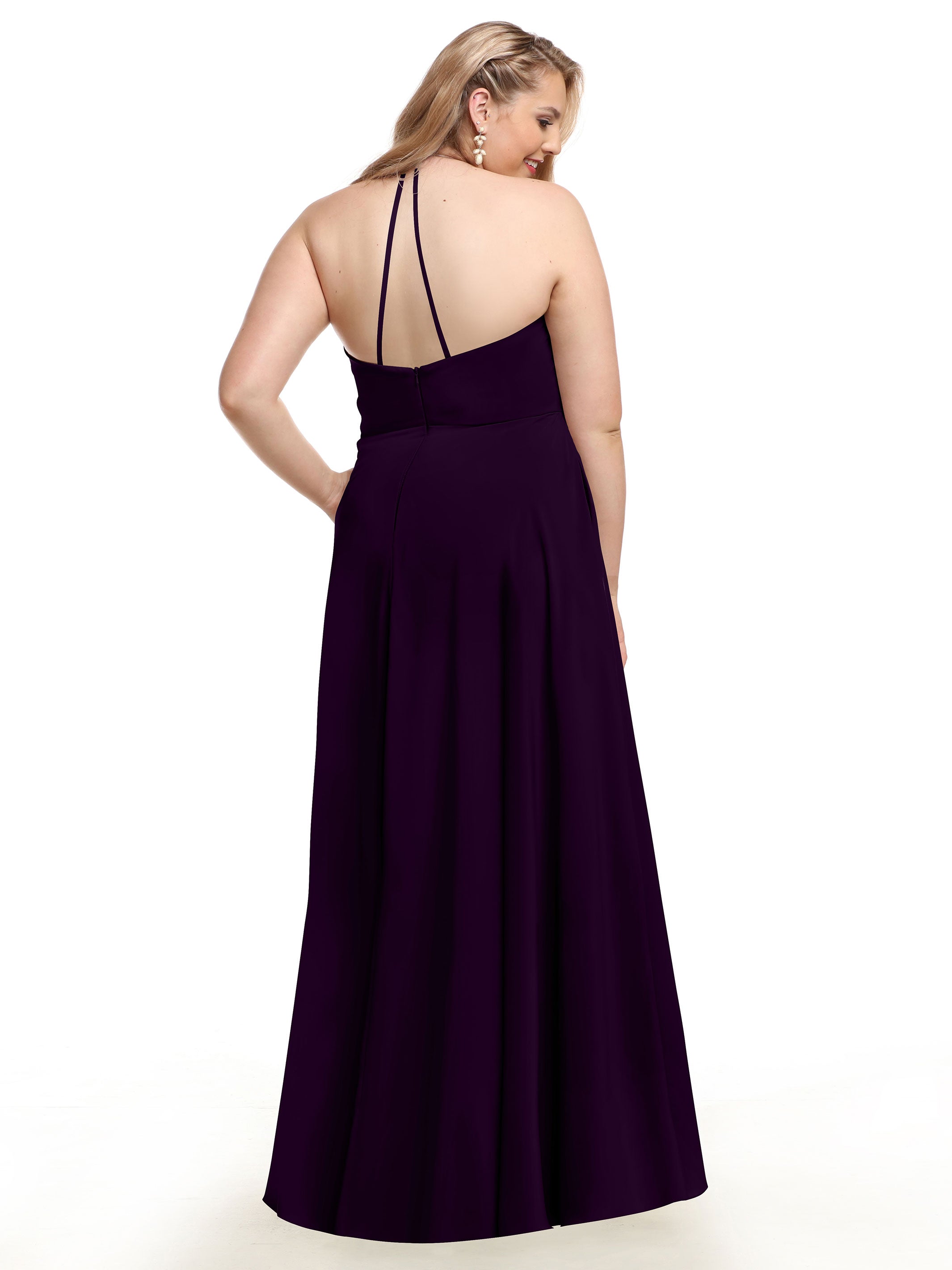 Elegant 80101 Stretch Chiffon A-Line Bridesmaid Dress with V-Neck & Pleats - Perfect for Weddings, Formal Events & Special Occasions