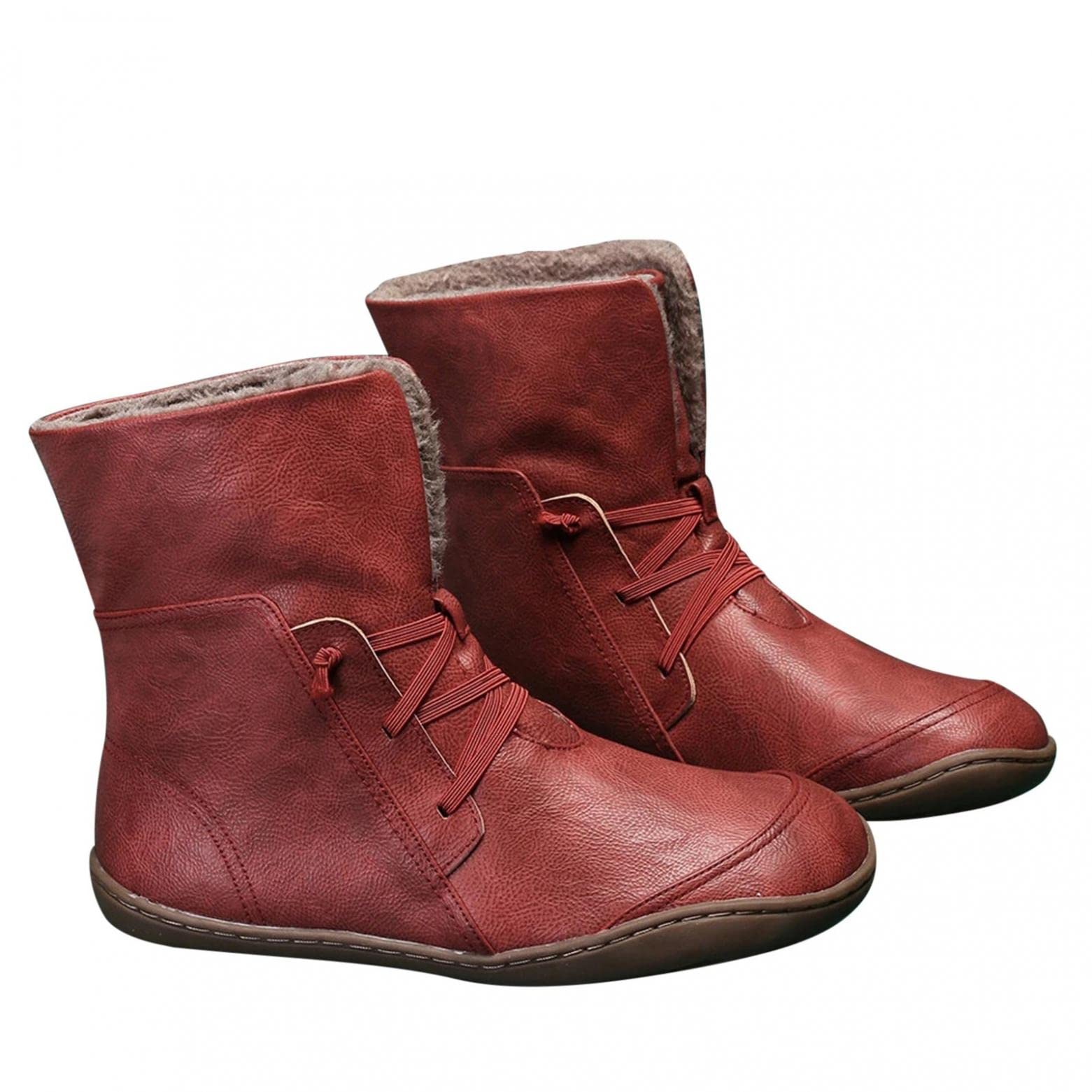Women's Winter Boots - Flat Fuzzy Ankle Booties with Zip Up, Warm & Anti-Slip Casual Hiking Boots for Women | Perfect for Outdoor Adventures, Daily Commute & Cold Weather Fashion