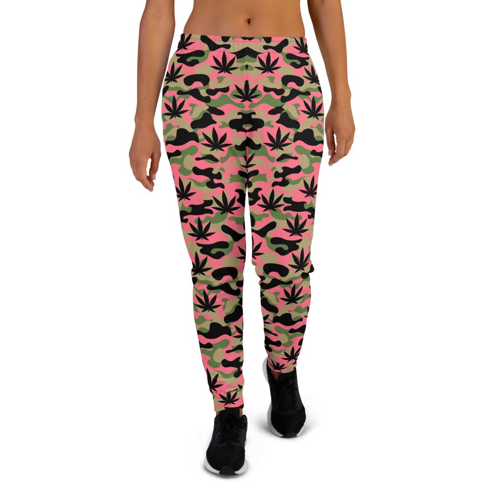 Skyvora Camo Joggers for Women - Pink & Green Camouflage Athletic Pants | Comfortable Workout Joggers for Running, Yoga & Lounge Wear