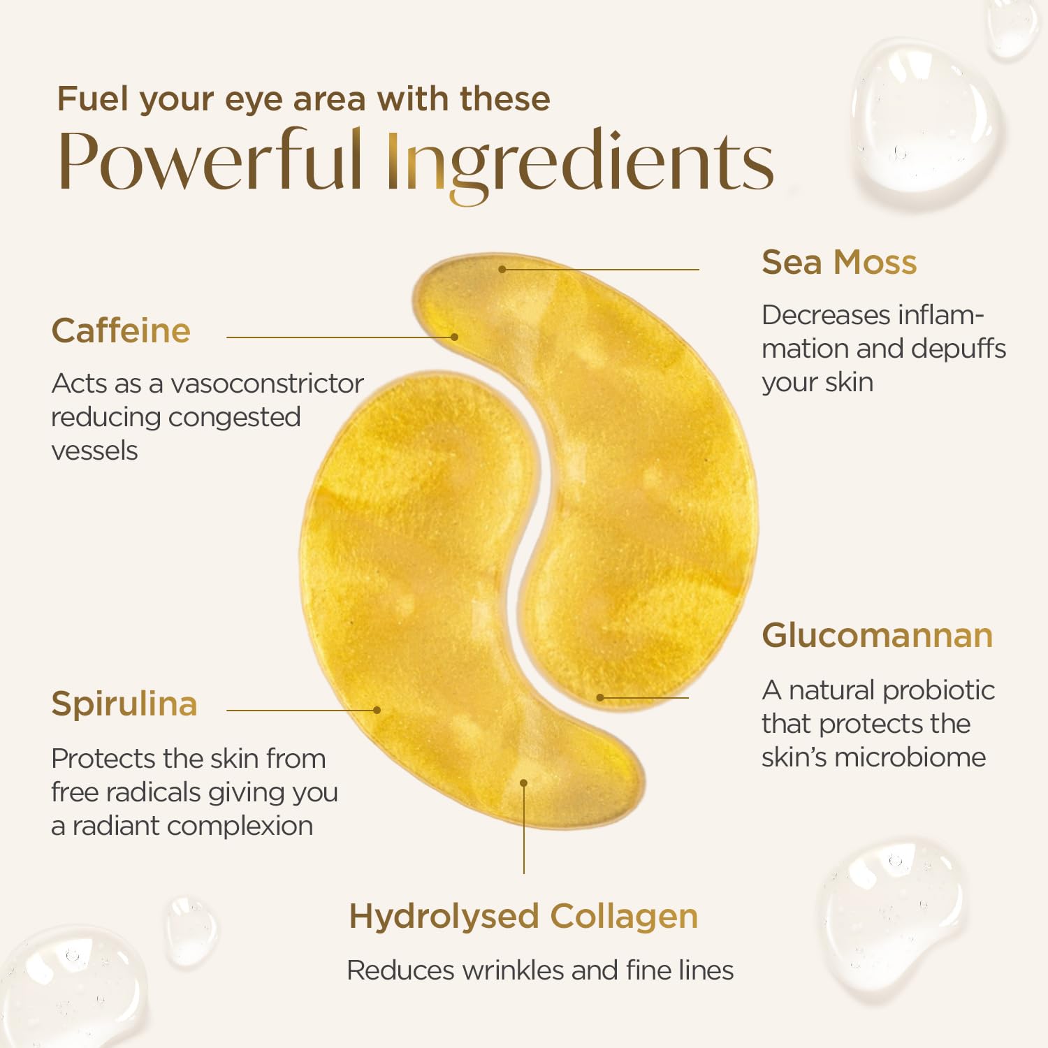 PLANTIFIQUE Gold Under Eye Patches for Puffy Eyes & Dark Circles - 20 Pairs + Superfood Eye Patches with Hyaluronic Acid, Green Tea & Collagen - Reduce Dark Circles & Refresh Tired Eyes for Women & Men - Perfect for Morning Routine, Travel & Skincare Regimen