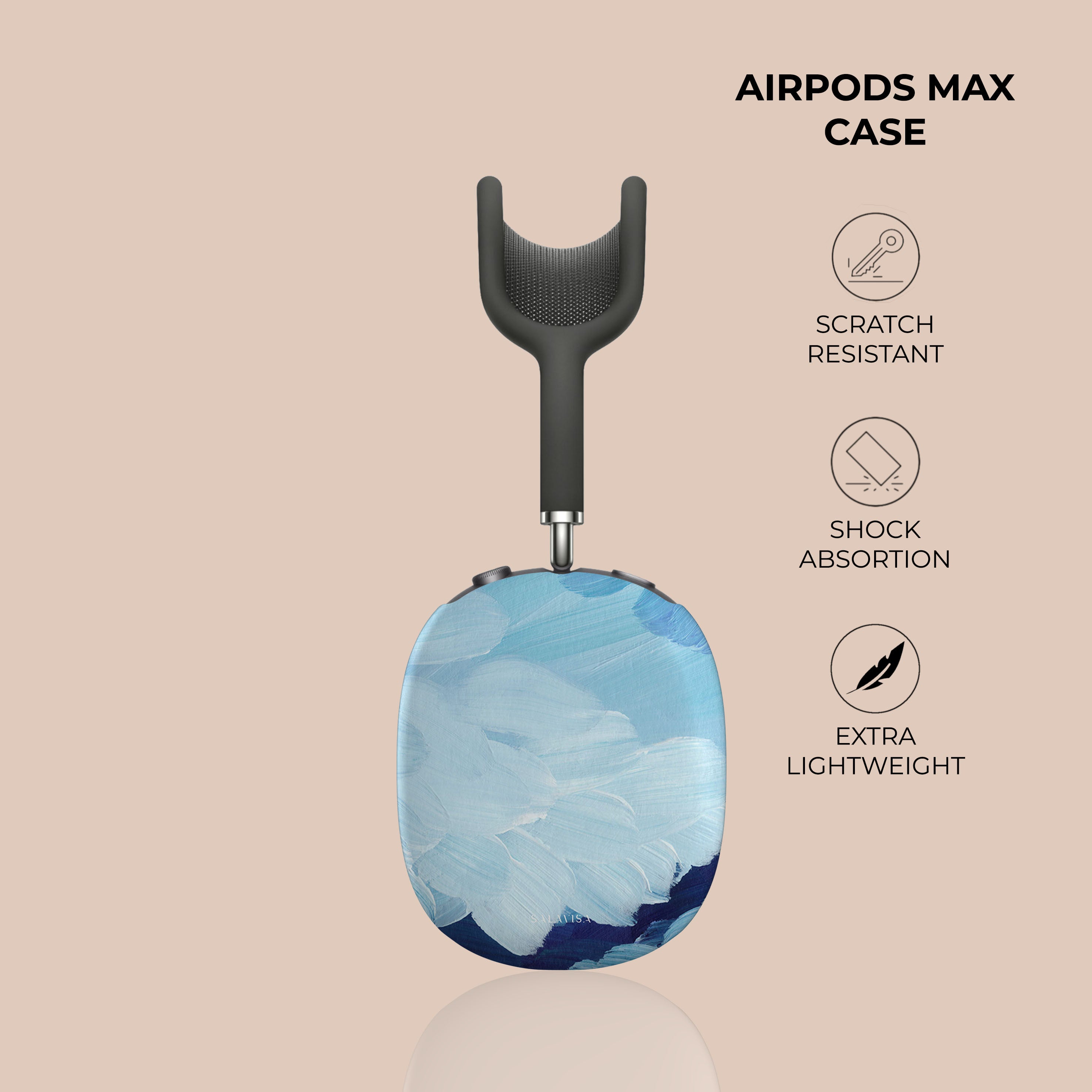 Premium Ocean Blue Paint Protective Case for AirPods Max - Shockproof & Scratch-Resistant Cover for Travel, Gym & Daily Use