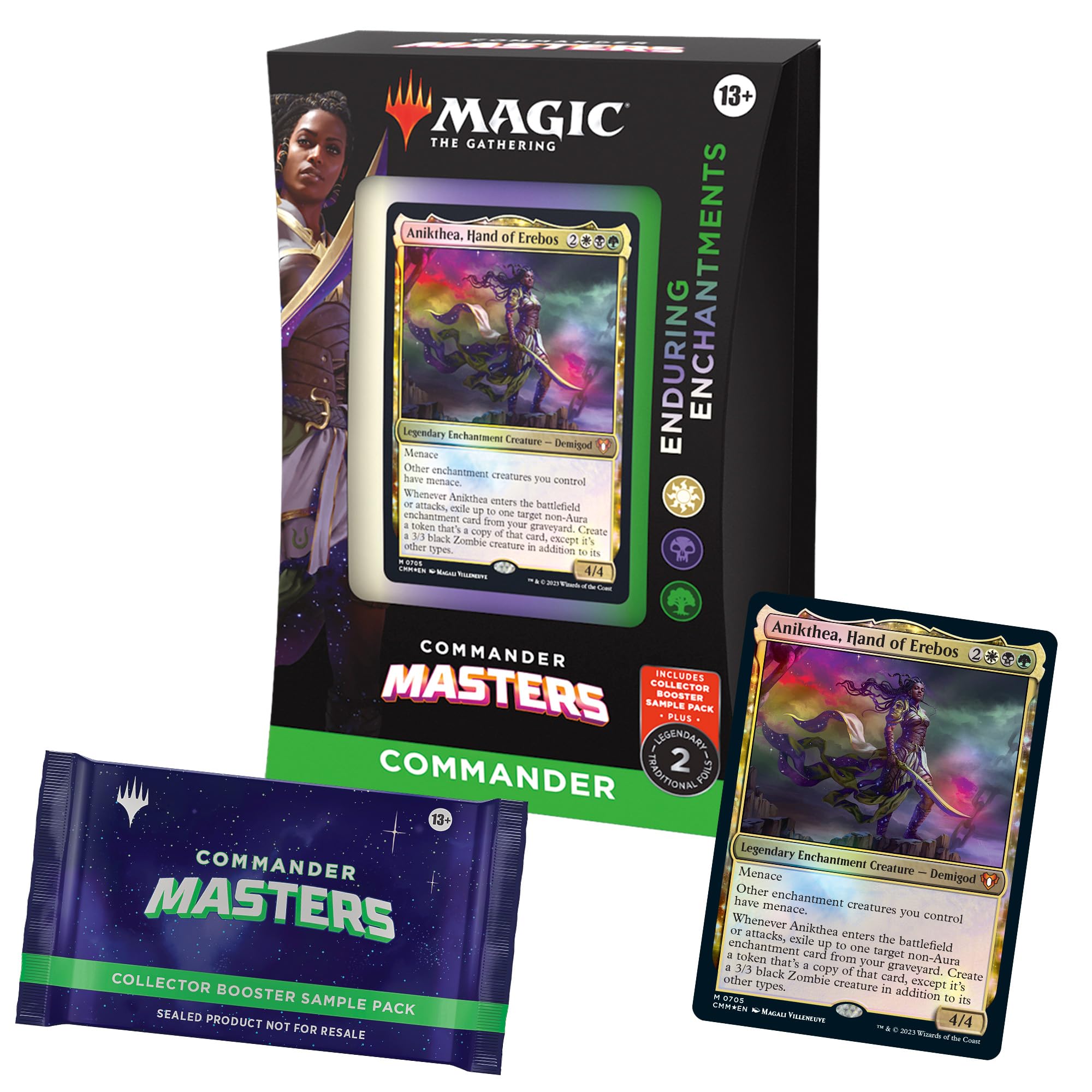 Magic The Gathering Commander Masters Deck - Enduring Enchantments (100-Card Deck, 2-Card Collector Booster Sample Pack + Accessories) | Premium MTG Cards for Commander Format, Strategy Game Nights & Competitive Play