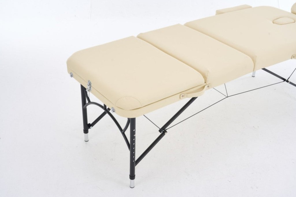 Greenlife Master 3-Section 5 Aluminum Portable Massage Table - Lightweight & Durable for Professional Therapists - Black/Cream (MTA132) - Perfect for Home Spa, Chiropractic Clinics & Mobile Massage Services