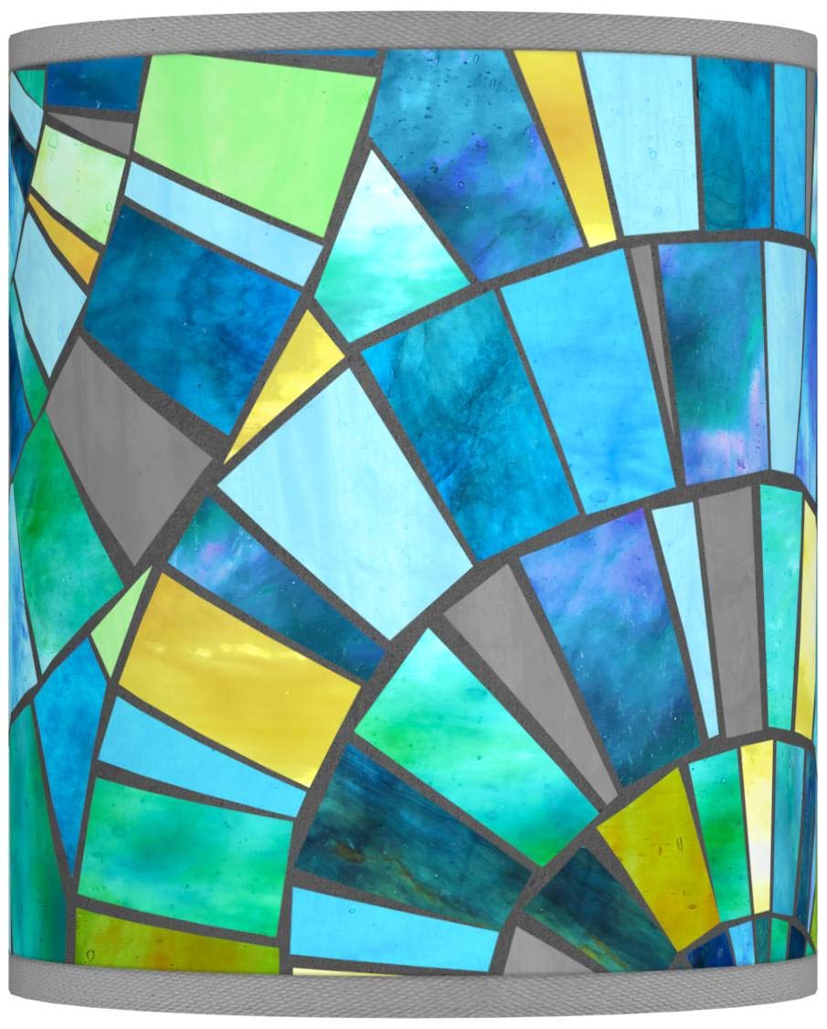 Giclee Drum Lamp Shade - Lagos Mosaic Blue Green Design, 10