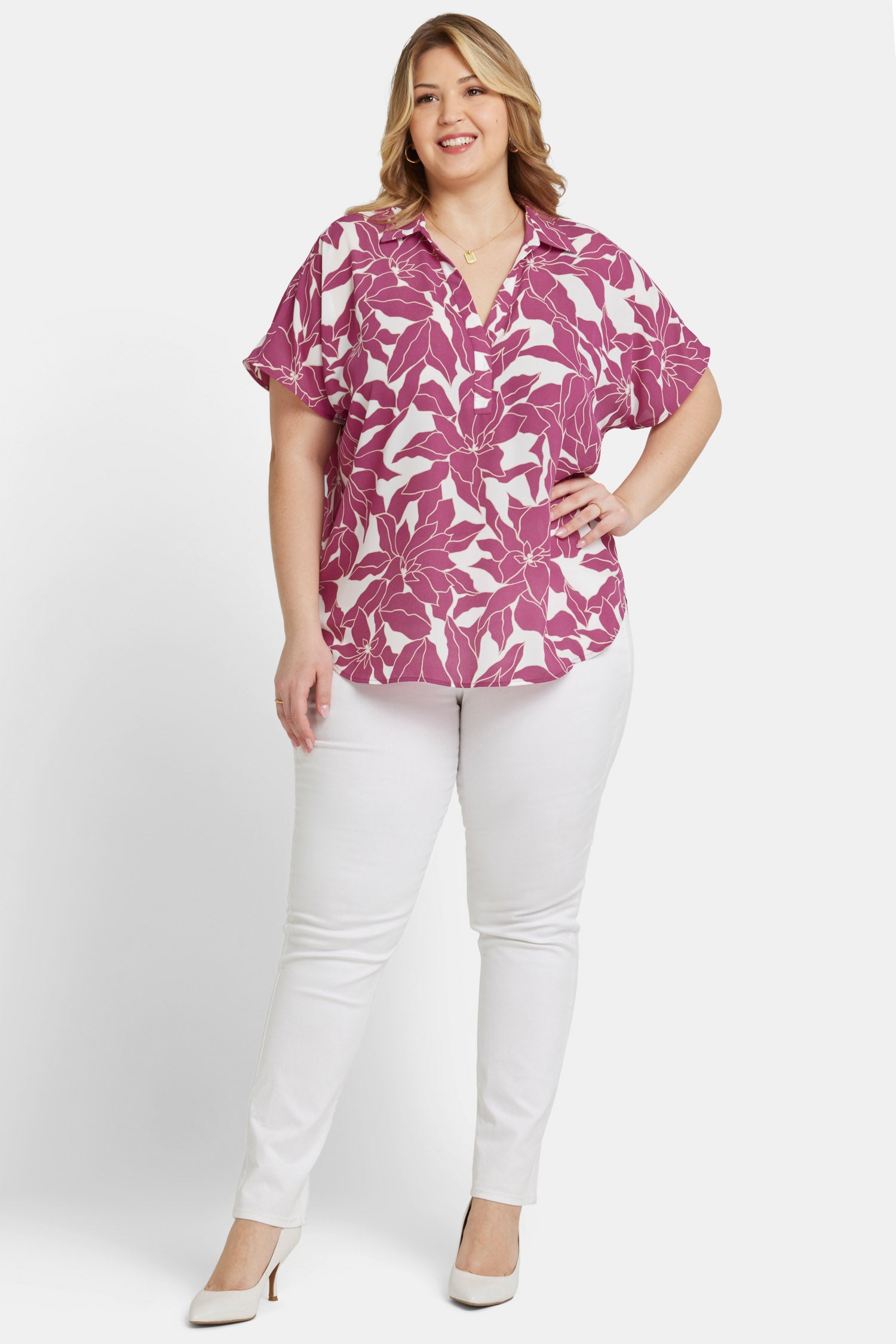 Becky Plus Size Short Sleeve Blouse - Flattering Women's Casual Top for Work & Everyday Wear | Adonia