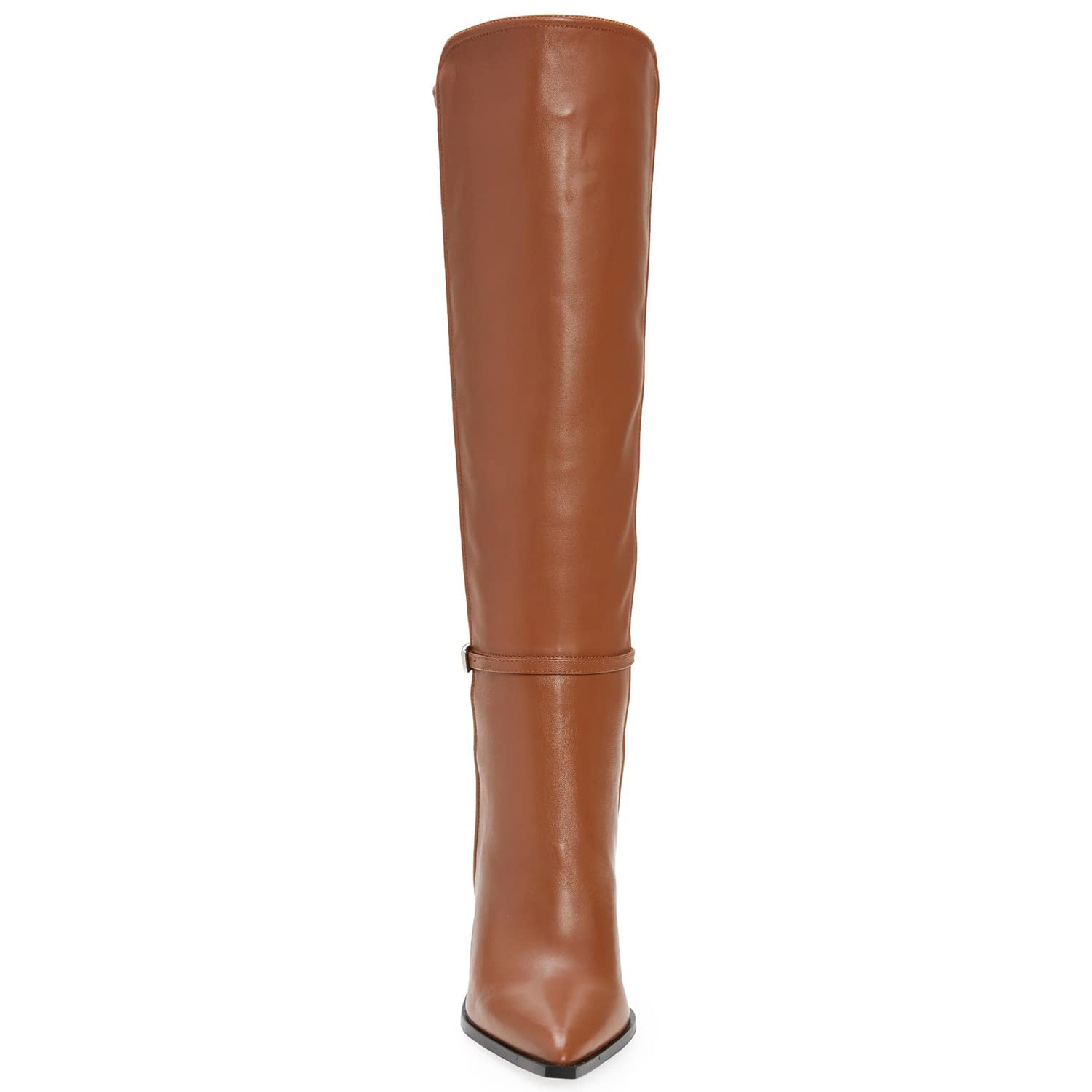 Women's Brown Two-Tone Snakeskin Over The Knee Boots - Pointed Toe Thin High Heel Pull-On Dress Boots with Ankle Strap (US Size 4-16) | Perfect for Office, Party & Night Out Fashion