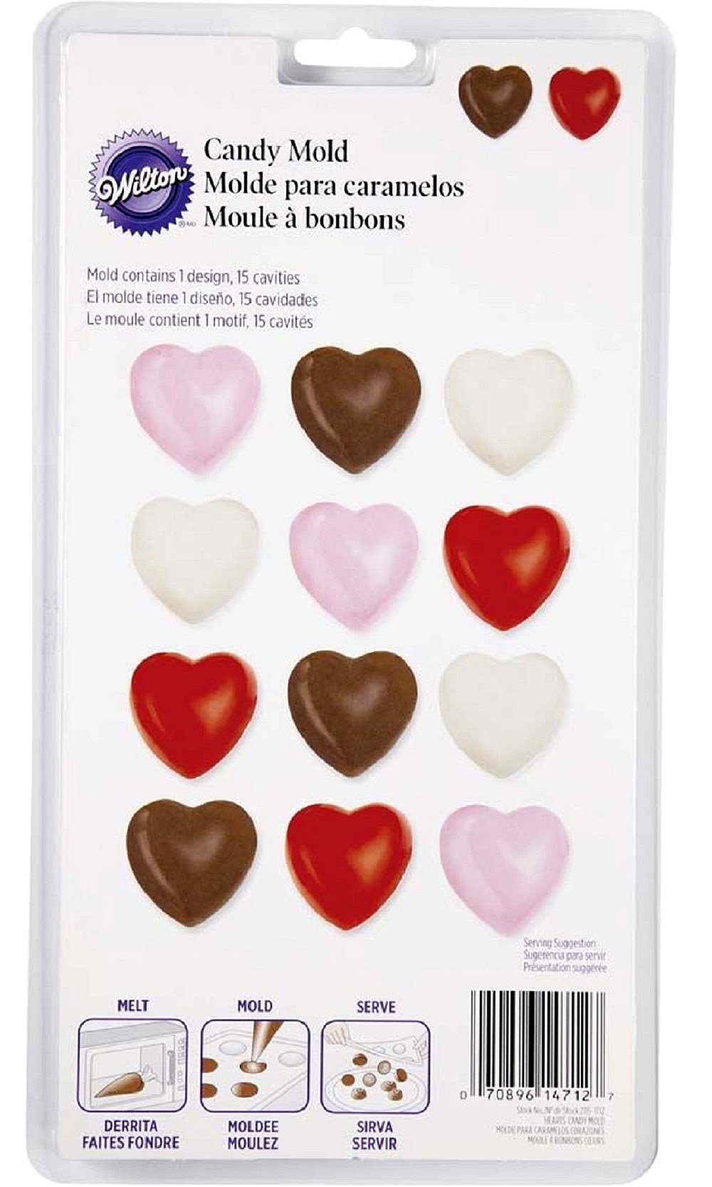 Wilton Hearts Candy Mold - Premium Silicone Baking Mold for Valentine's Day, DIY Chocolates, Candies, and Cake Decorations - Perfect for Romantic Gifts, Party Favors, and Home Baking Projects