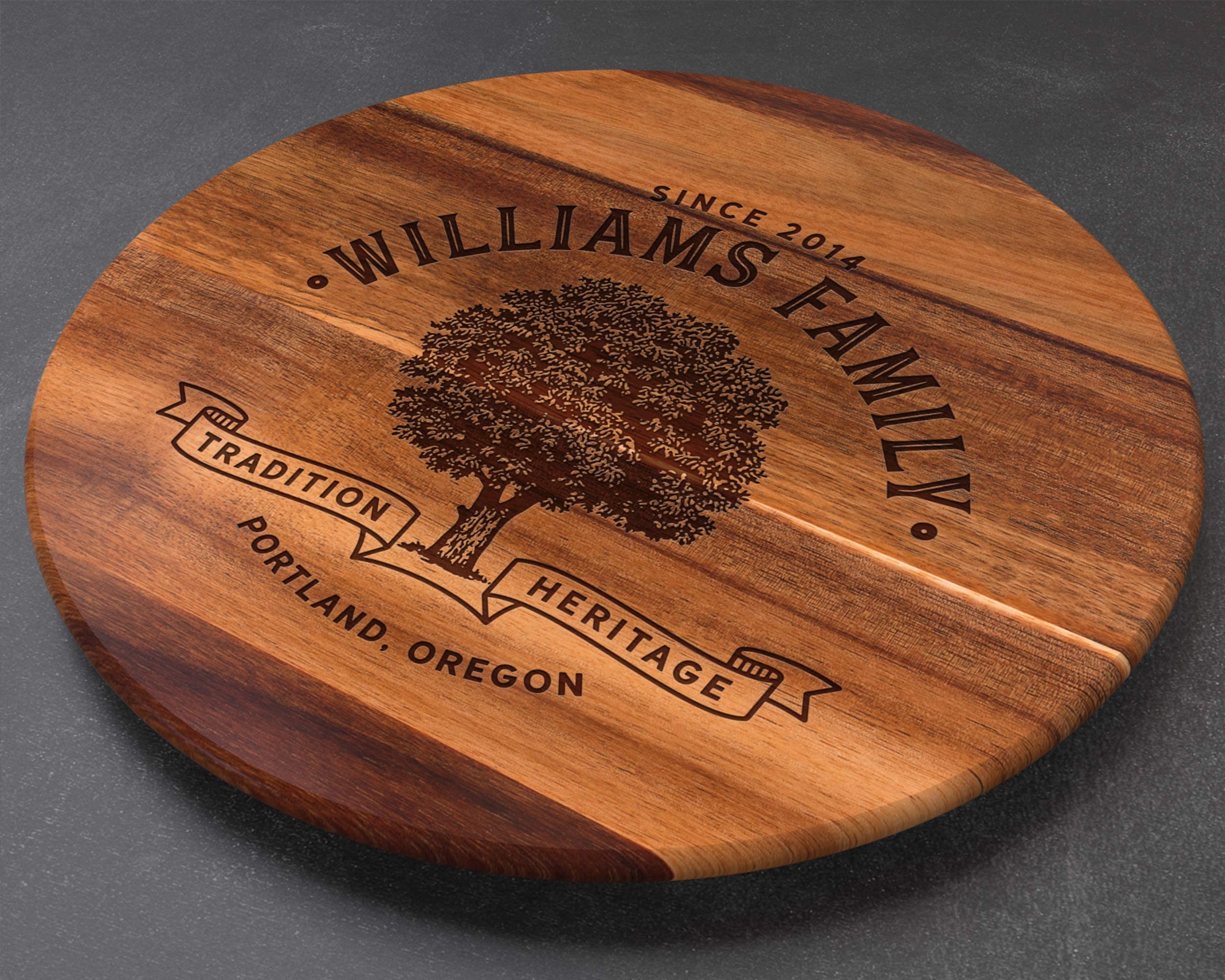 Personalized Wooden Lazy Susan Turntable - Custom Family Tree Art Gift for Mother's Day, Anniversary, Wife & Mom - Perfect for Dining Table Decor, Kitchen Serving & Family Gatherings
