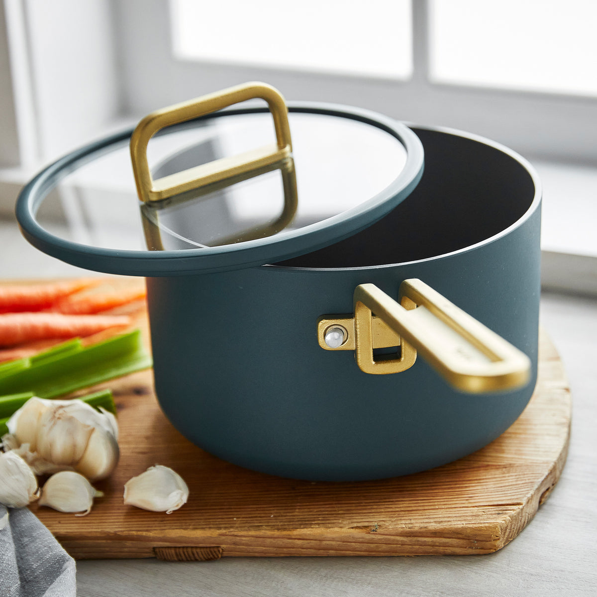 Stanley Tucci™ 6-Piece Ceramic Nonstick Cookware Set with Free Tucci Cookbook | Venetian Teal | Perfect for Italian Cooking, Family Dinners & Gift Giving