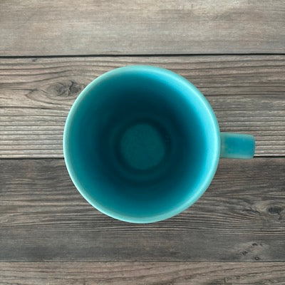 SAKUZAN Striped Ceramic Coffee Mug - 16oz Turquoise Blue, Perfect for Home, Office, or Gift Giving
