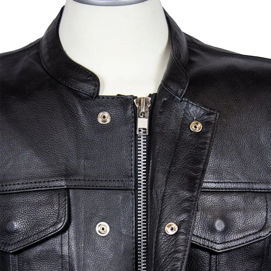 Open Road Men's Leather Club Vest - Biker Jacket for Motorcycle Riding, Casual Wear & Outdoor Adventures