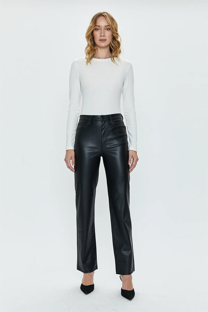 Cassie Super High Rise Straight Leg Pants for Women - Slate Black | Stretch Comfort Fit | Office Wear, Casual Outfits & Everyday Style