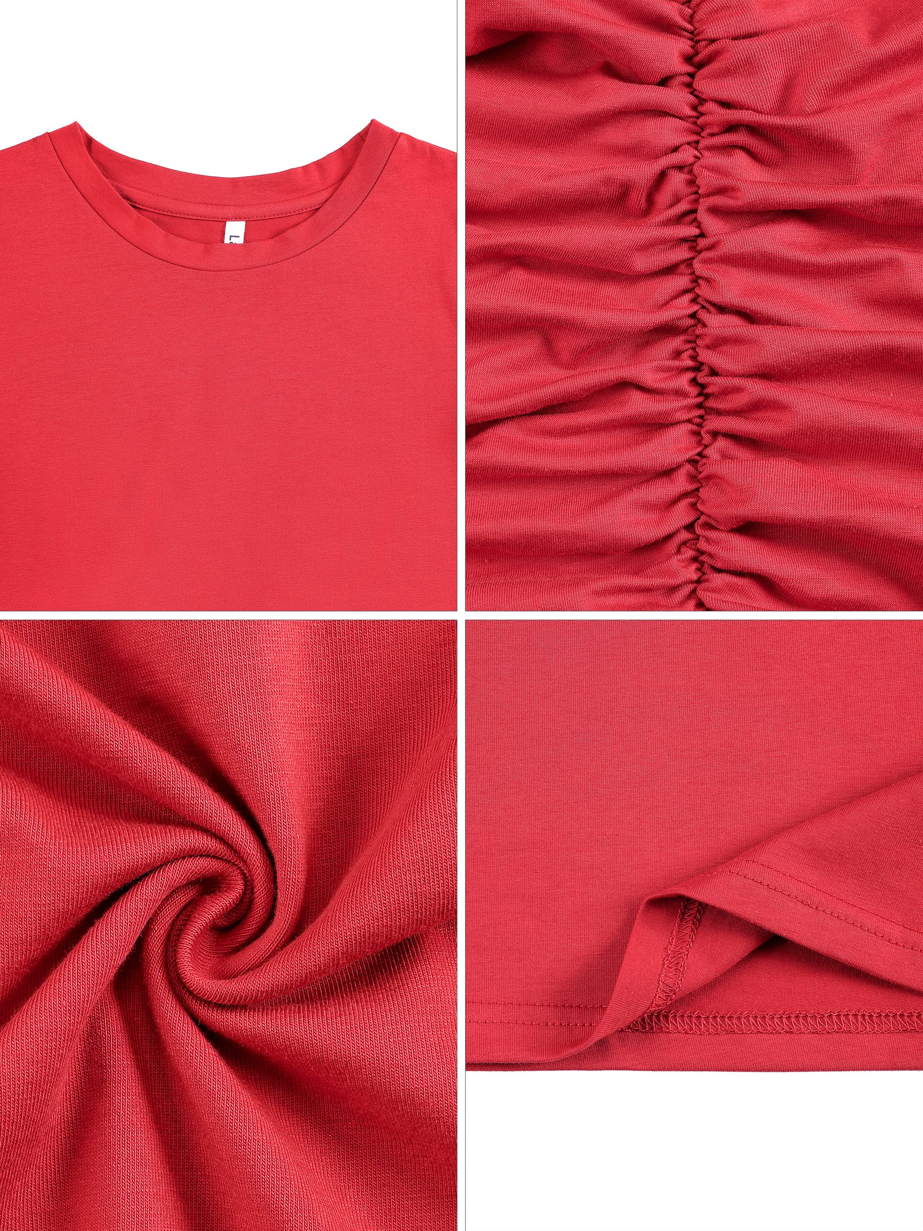 Laughido Women's Short Sleeve Ruched Bodycon Sundress - Knee Length T-Shirt Dress for Summer 2025 | Trendy Casual Outfit for Beach, Party & Daily Wear